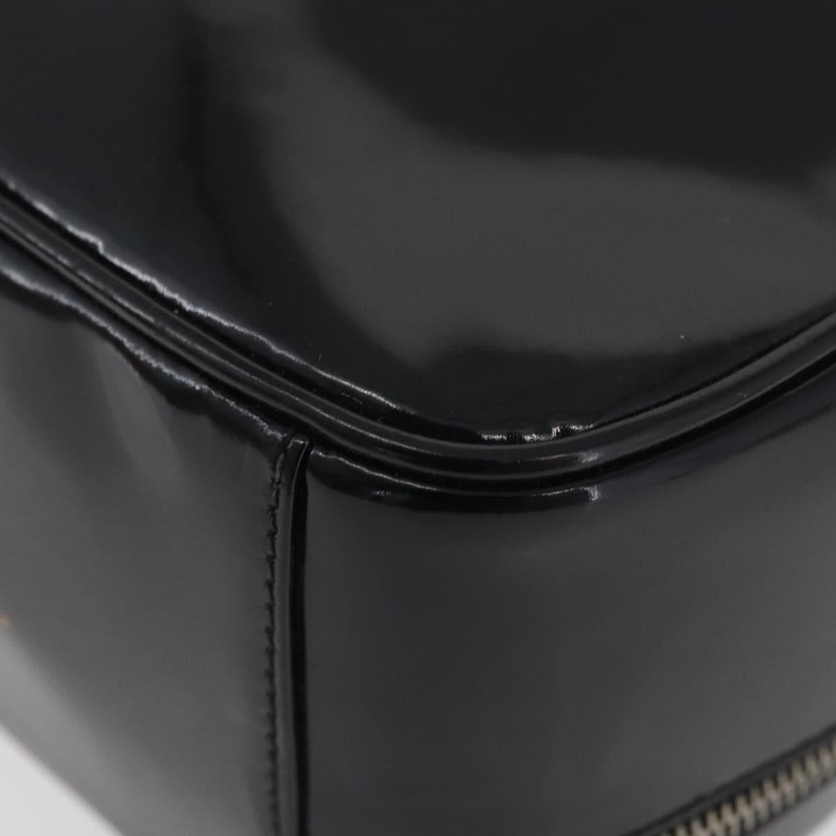 GUCCI Bamboo Hand Bag Patent leather Black Silver 000 270 0323 Auth ep13896