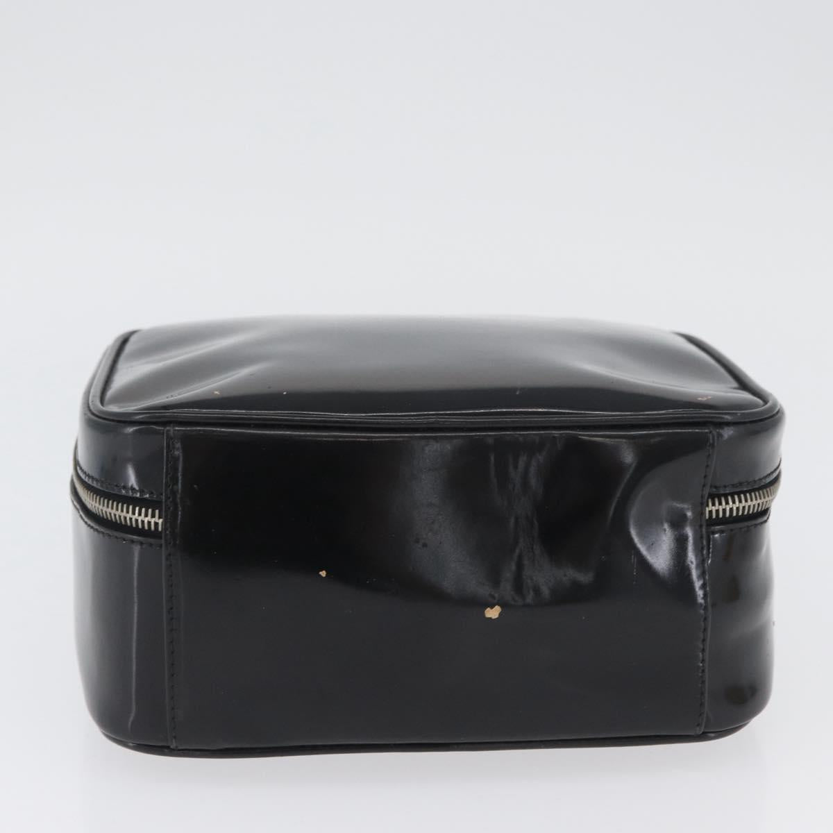 GUCCI Bamboo Hand Bag Patent leather Black Silver 000 270 0323 Auth ep13896