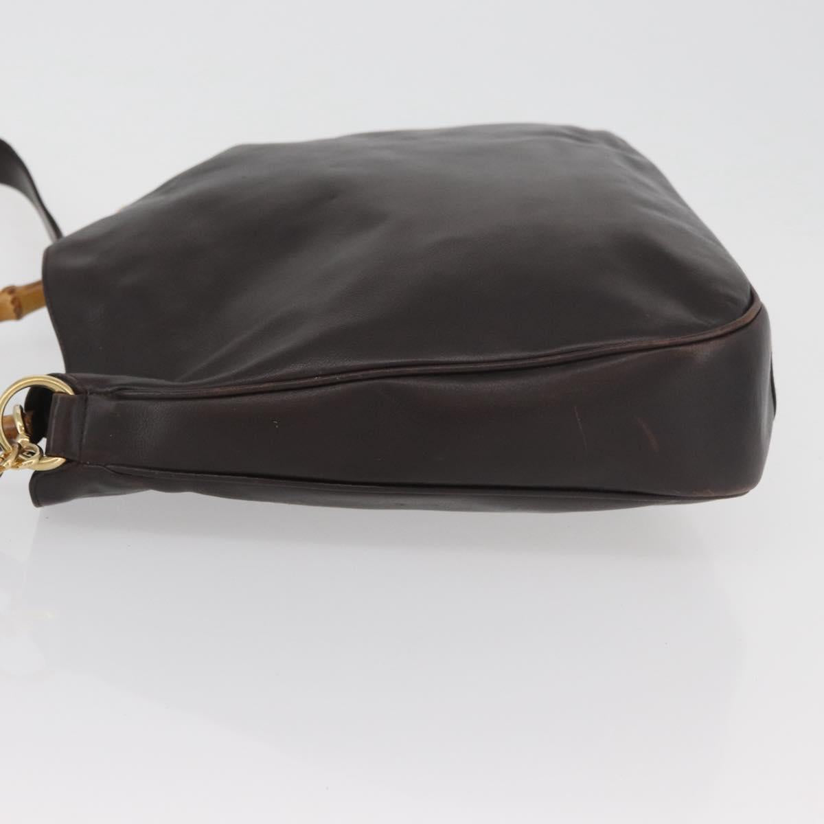 GUCCI Bamboo Shoulder Bag Leather 2way Brown Gold 001 1577 Auth ep13897