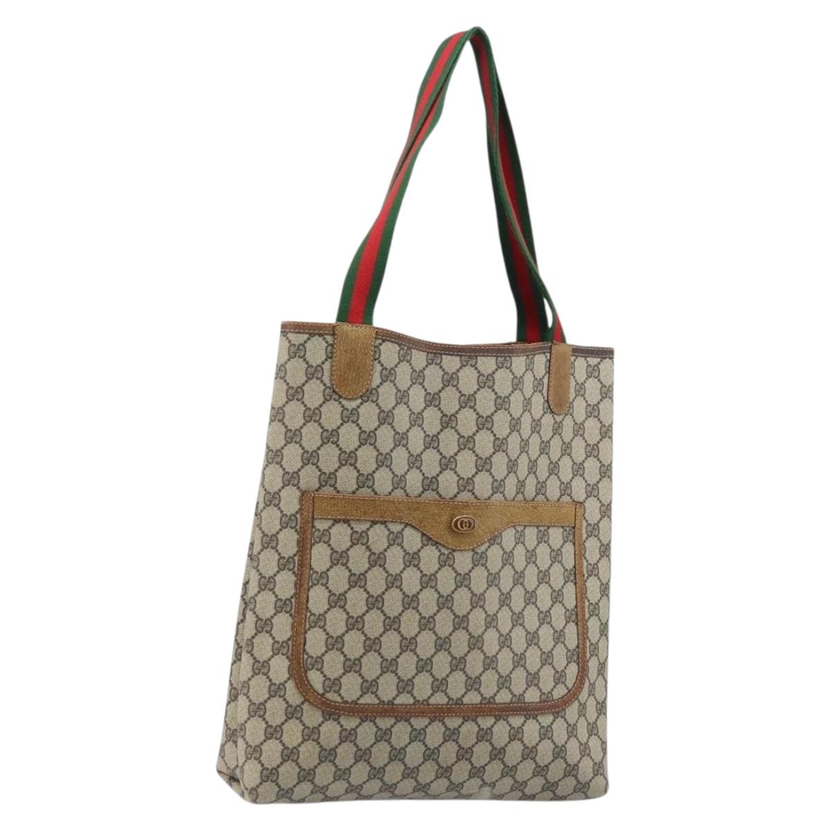 GUCCI GG Supreme Web Sherry Line Tote Bag PVC Beige 39 002 4487 Auth ep13898