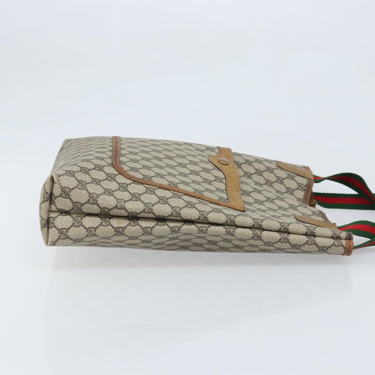GUCCI GG Supreme Web Sherry Line Tote Bag PVC Beige 39 002 4487 Auth ep13898