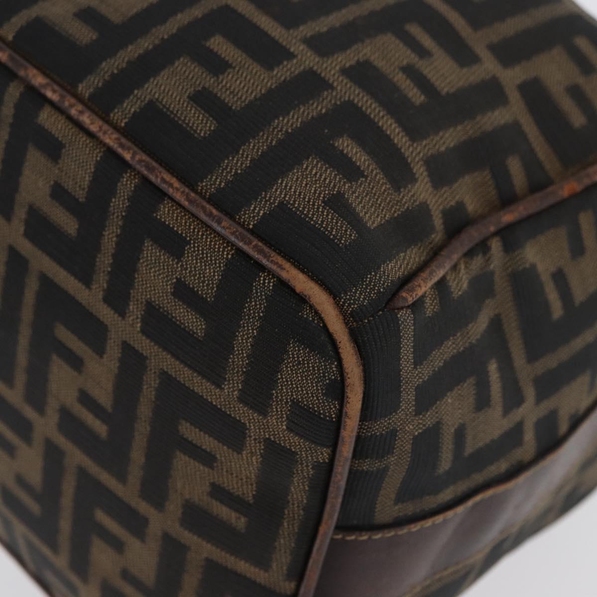 FENDI Zucca Canvas Vanity Hand Bag Black Brown Auth ep13903