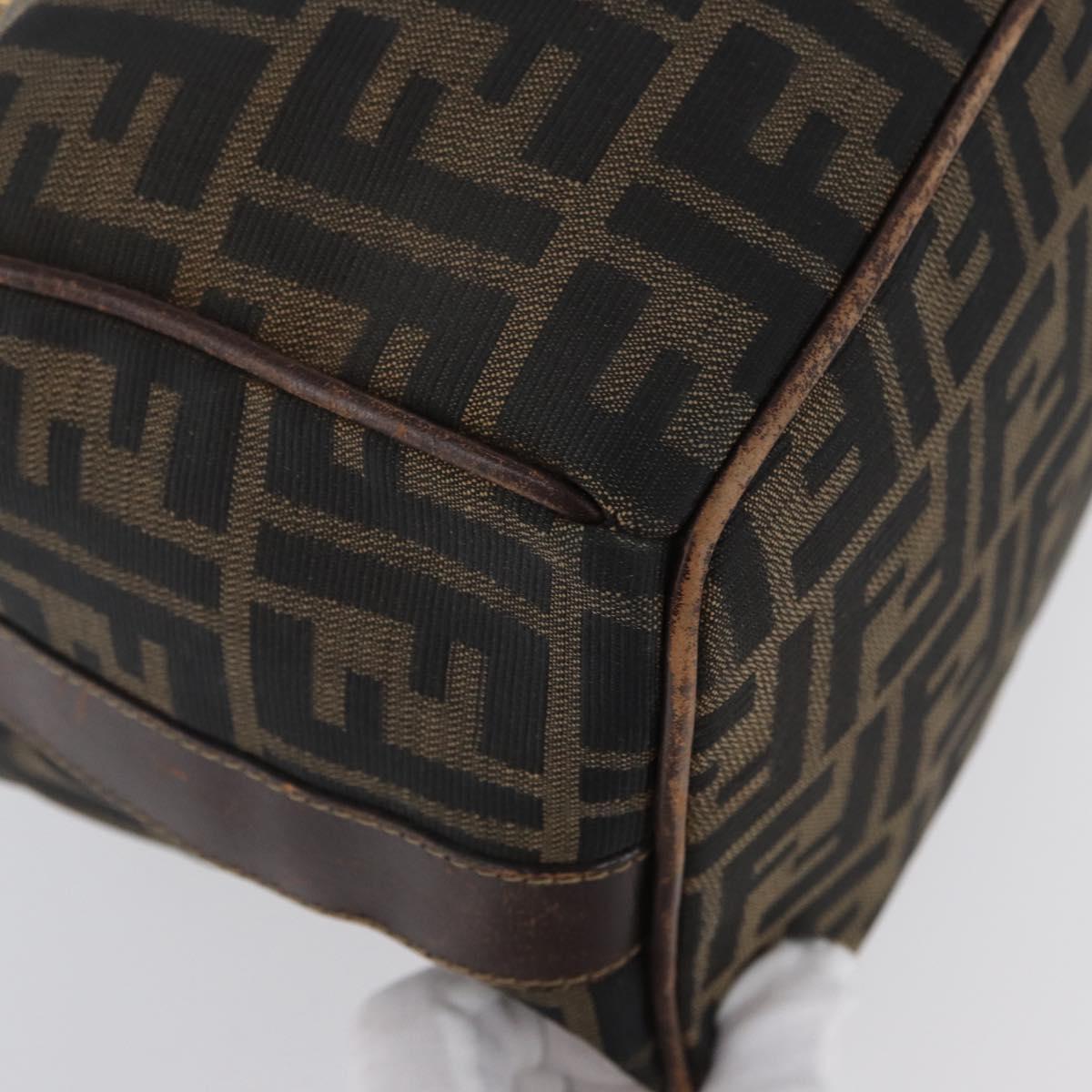 FENDI Zucca Canvas Vanity Hand Bag Black Brown Auth ep13903