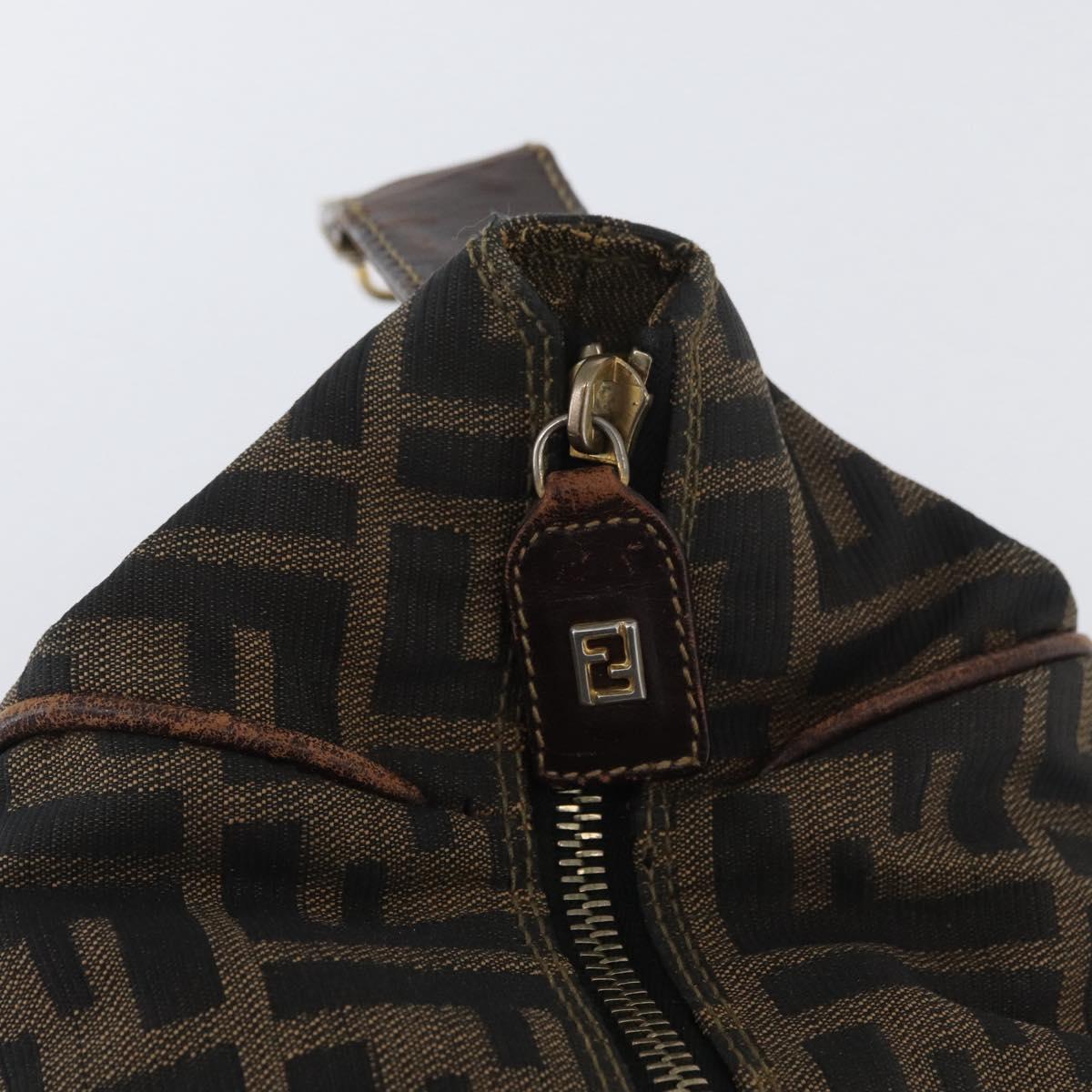 FENDI Zucca Canvas Vanity Hand Bag Black Brown Auth ep13903
