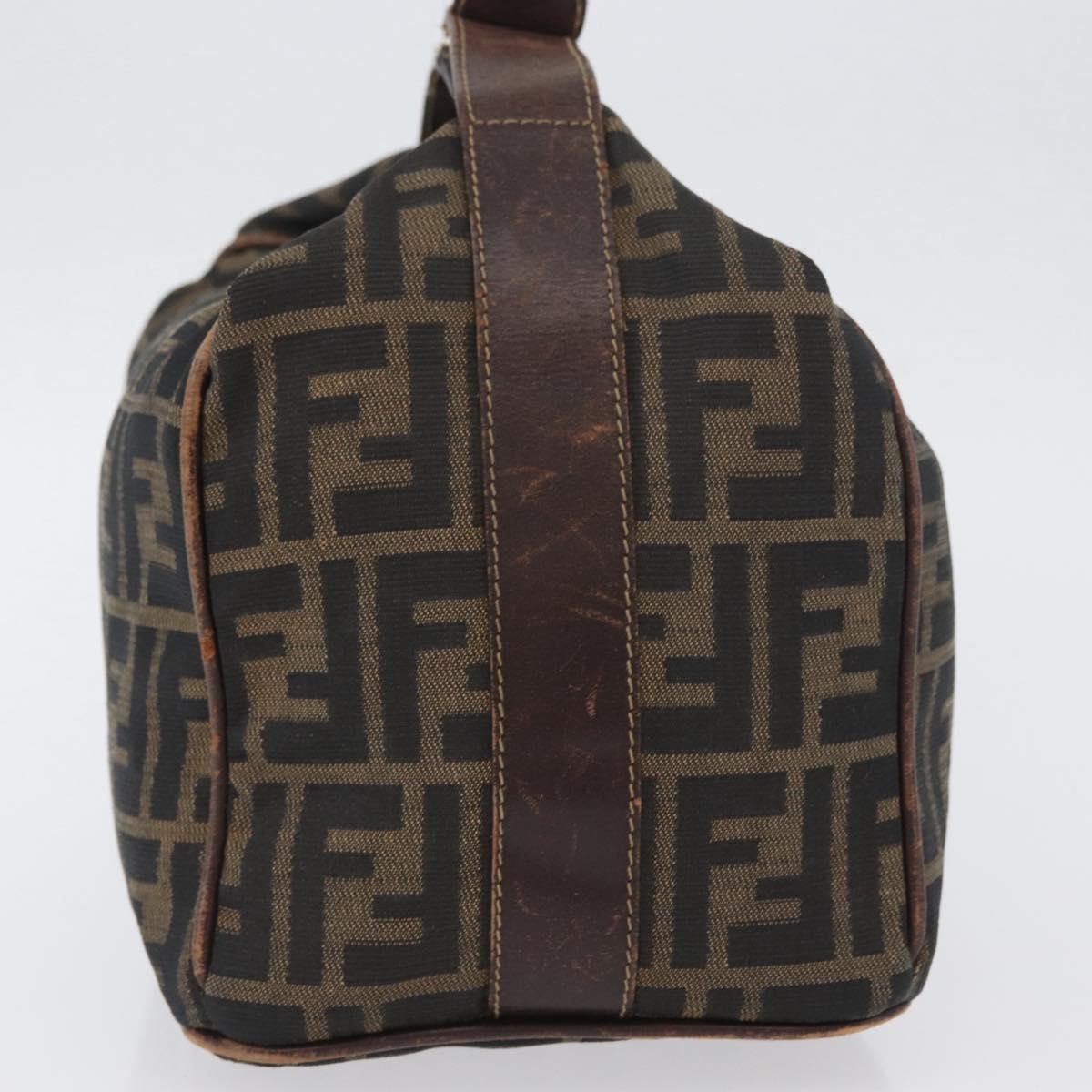 FENDI Zucca Canvas Vanity Hand Bag Black Brown Auth ep13903
