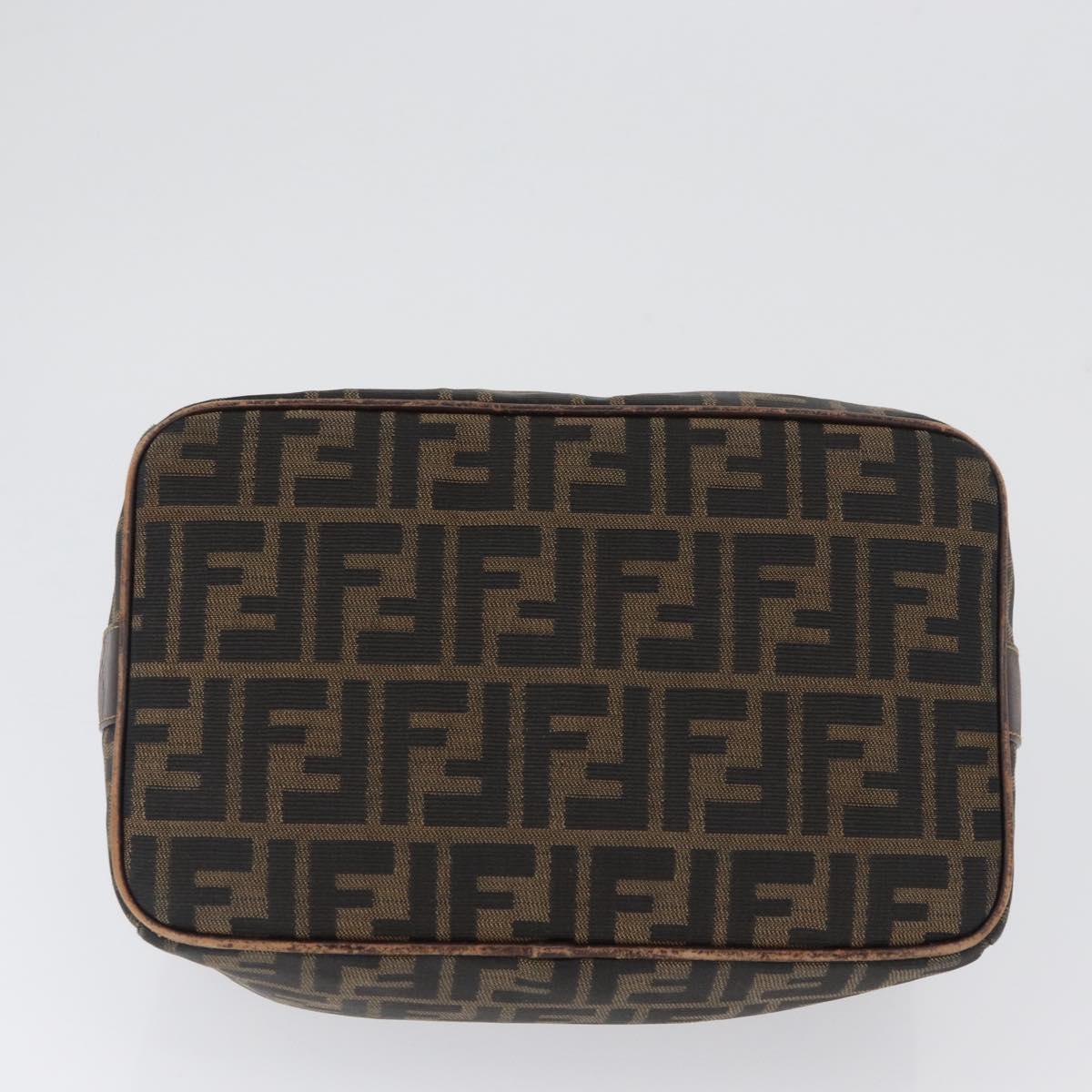 FENDI Zucca Canvas Vanity Hand Bag Black Brown Auth ep13903