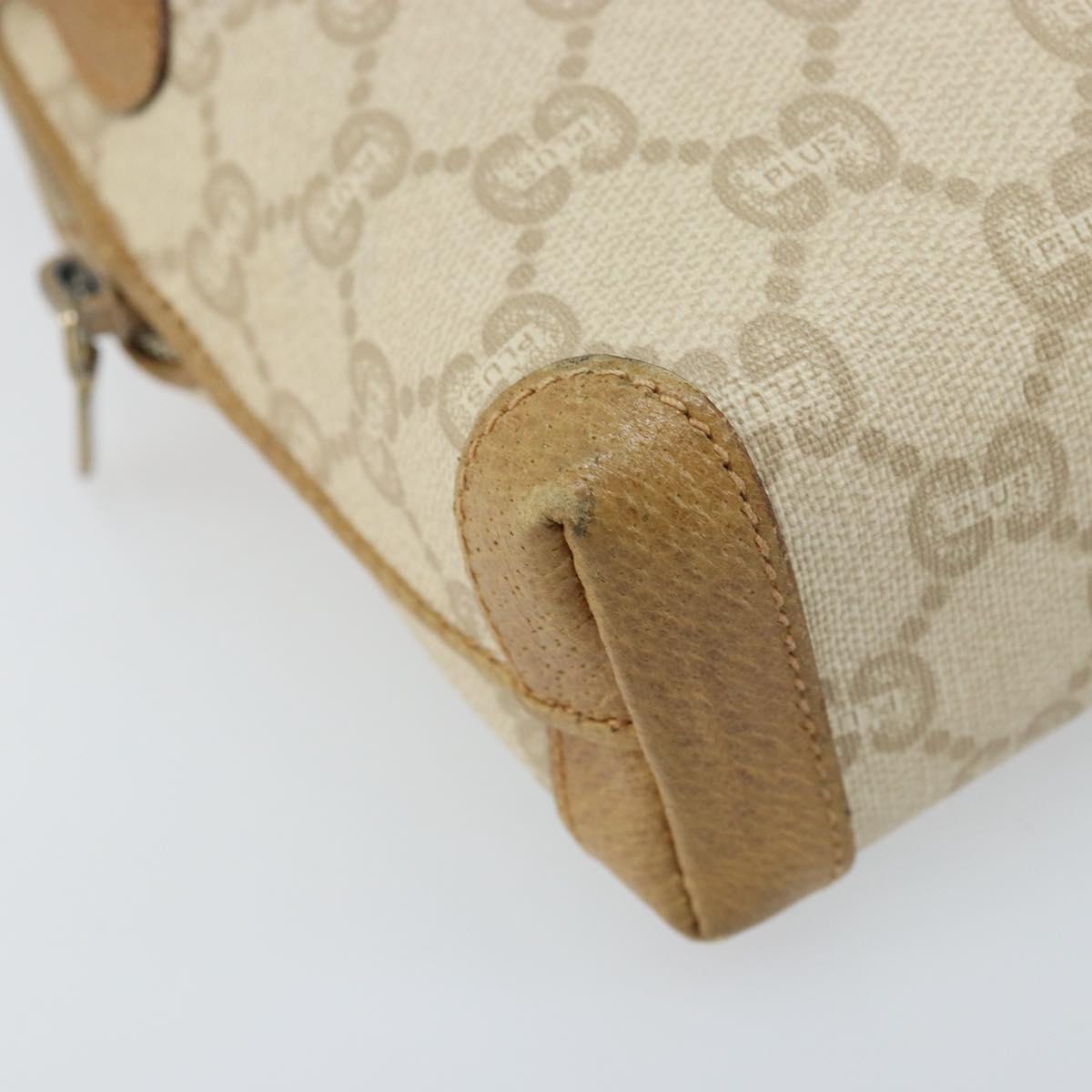 GUCCI GG Plus Supreme Shoulder Bag PVC Beige Gold Auth ep13904