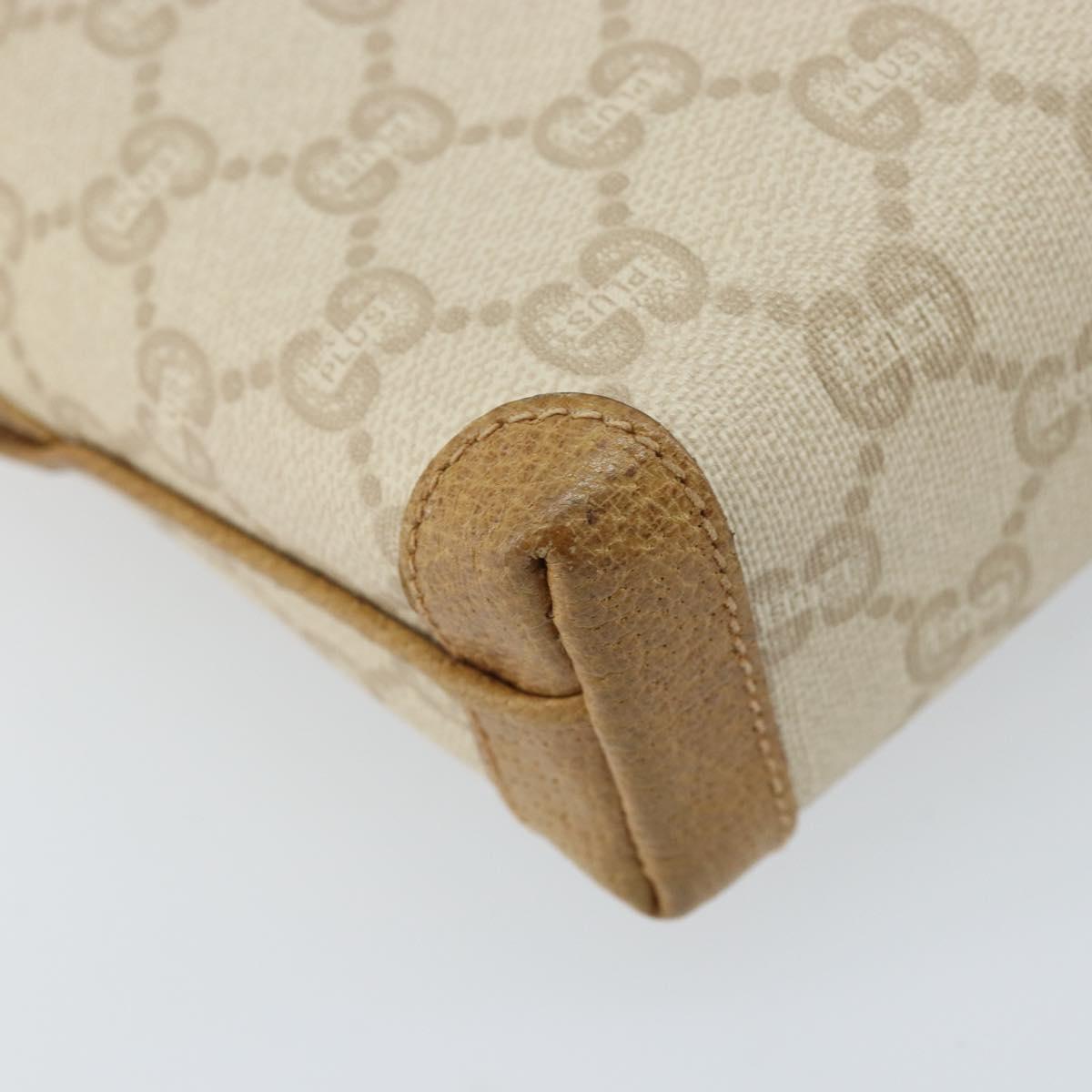 GUCCI GG Plus Supreme Shoulder Bag PVC Beige Gold Auth ep13904