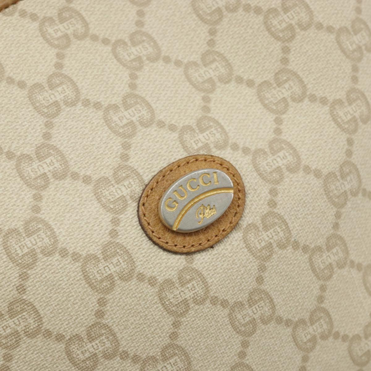 GUCCI GG Plus Supreme Shoulder Bag PVC Beige Gold Auth ep13904