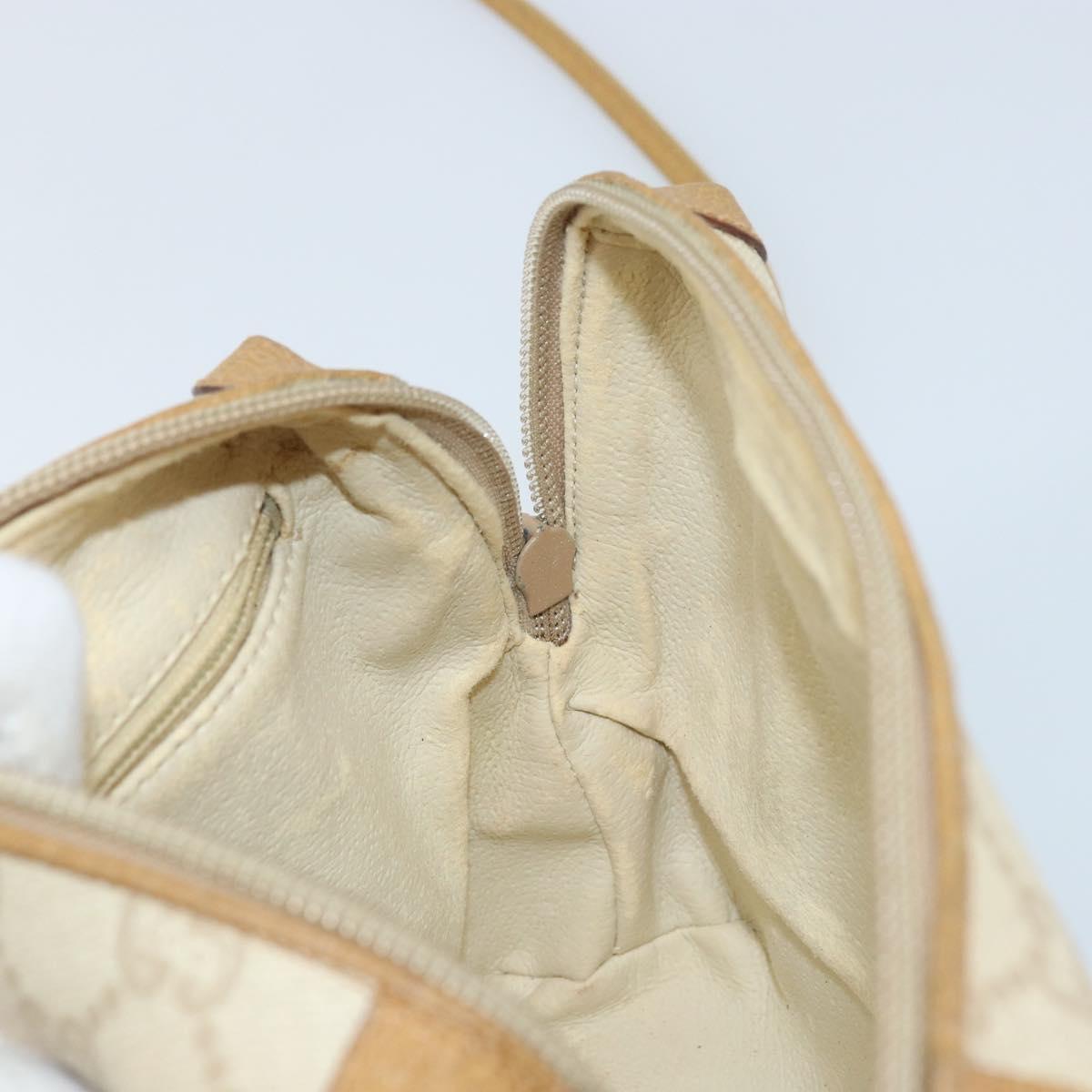 GUCCI GG Plus Supreme Shoulder Bag PVC Beige Gold Auth ep13904