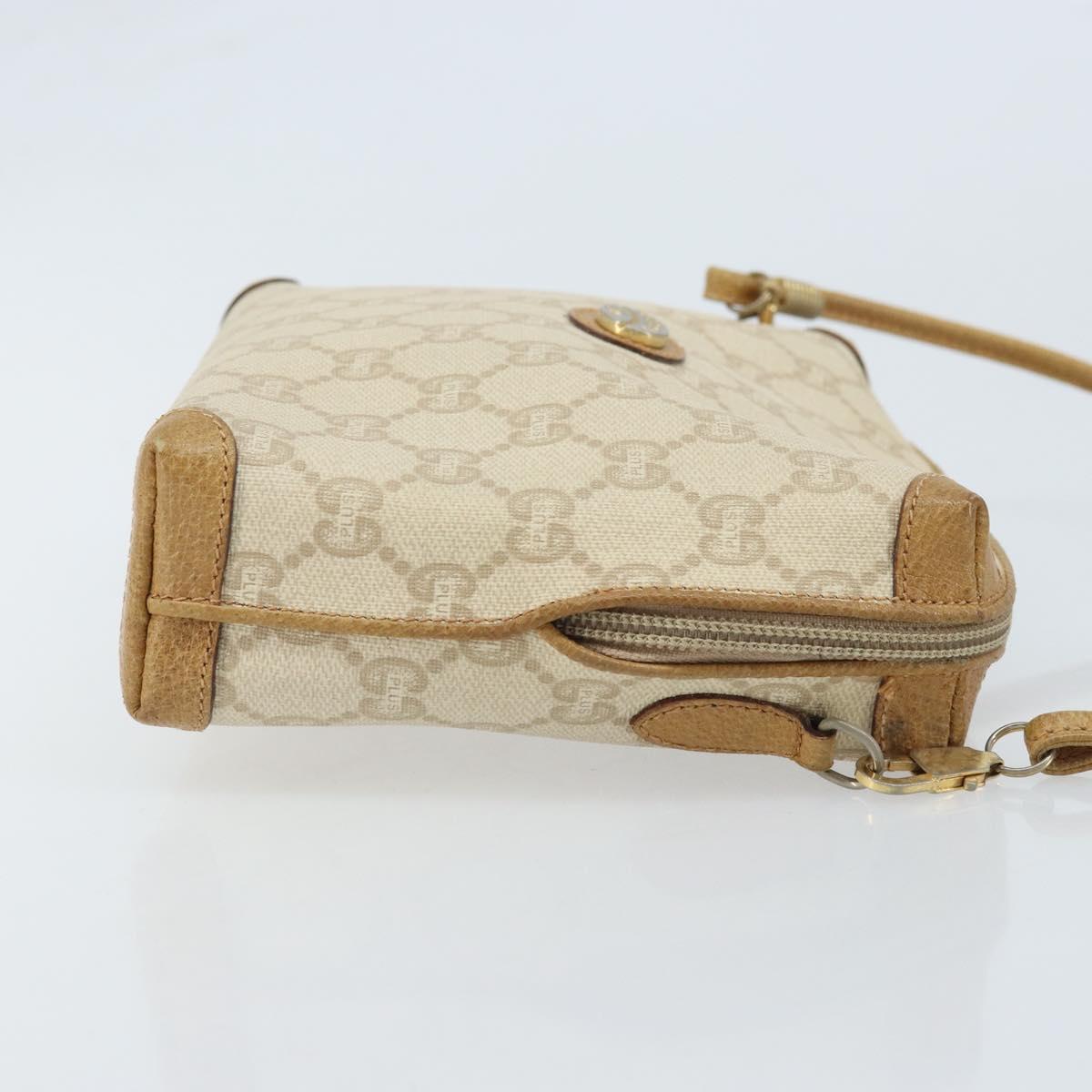 GUCCI GG Plus Supreme Shoulder Bag PVC Beige Gold Auth ep13904