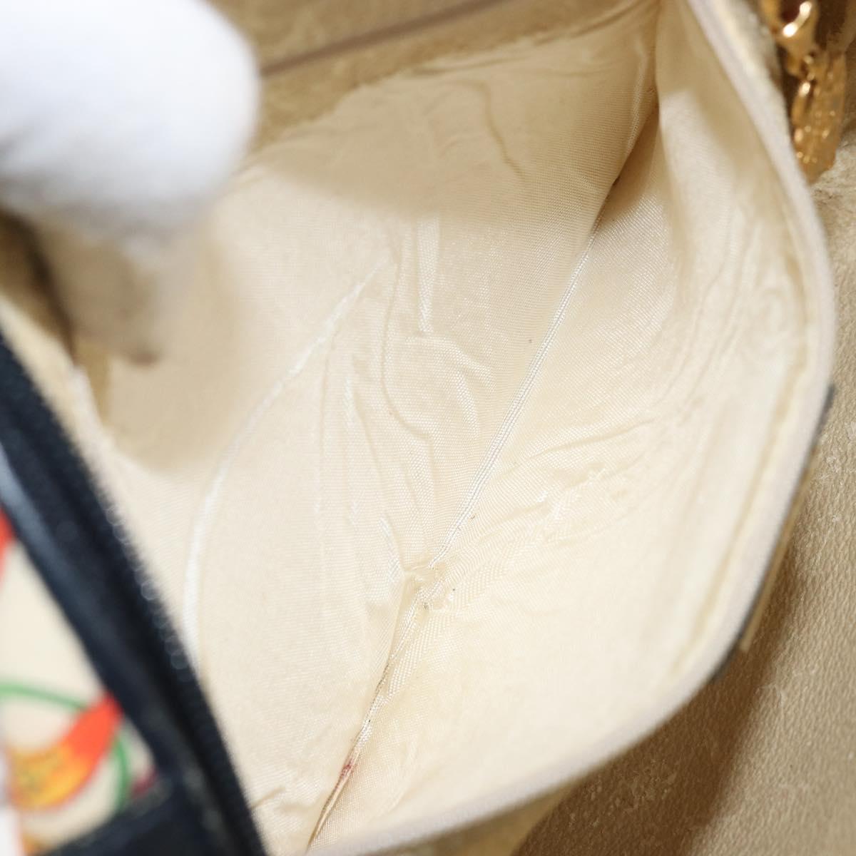 GUCCI Flora Shoulder Bag Canvas Leather White Gold 007 115 1093 Auth ep13906