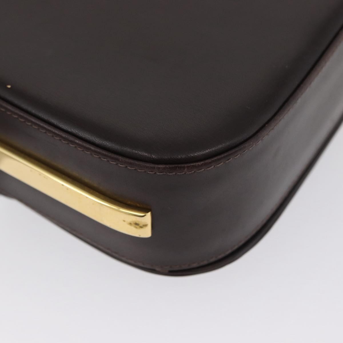 GUCCI Shoulder Bag Leather Brown Gold Auth ep13909