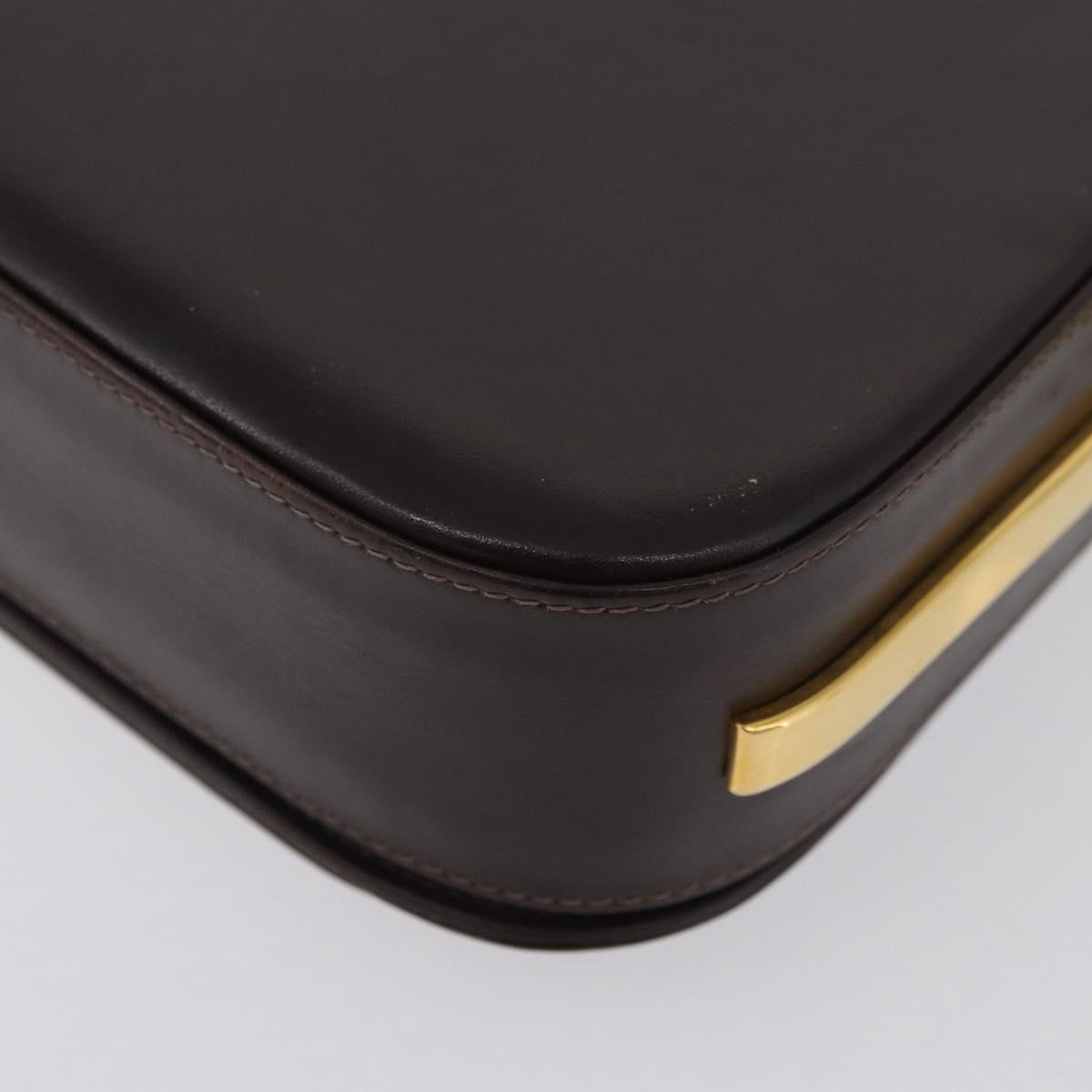 GUCCI Shoulder Bag Leather Brown Gold Auth ep13909