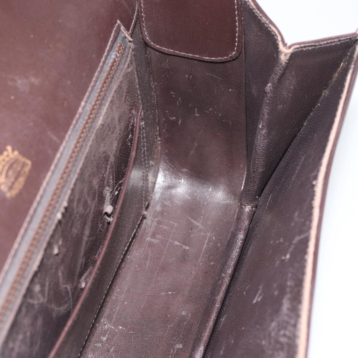 GUCCI Shoulder Bag Leather Brown Gold Auth ep13909