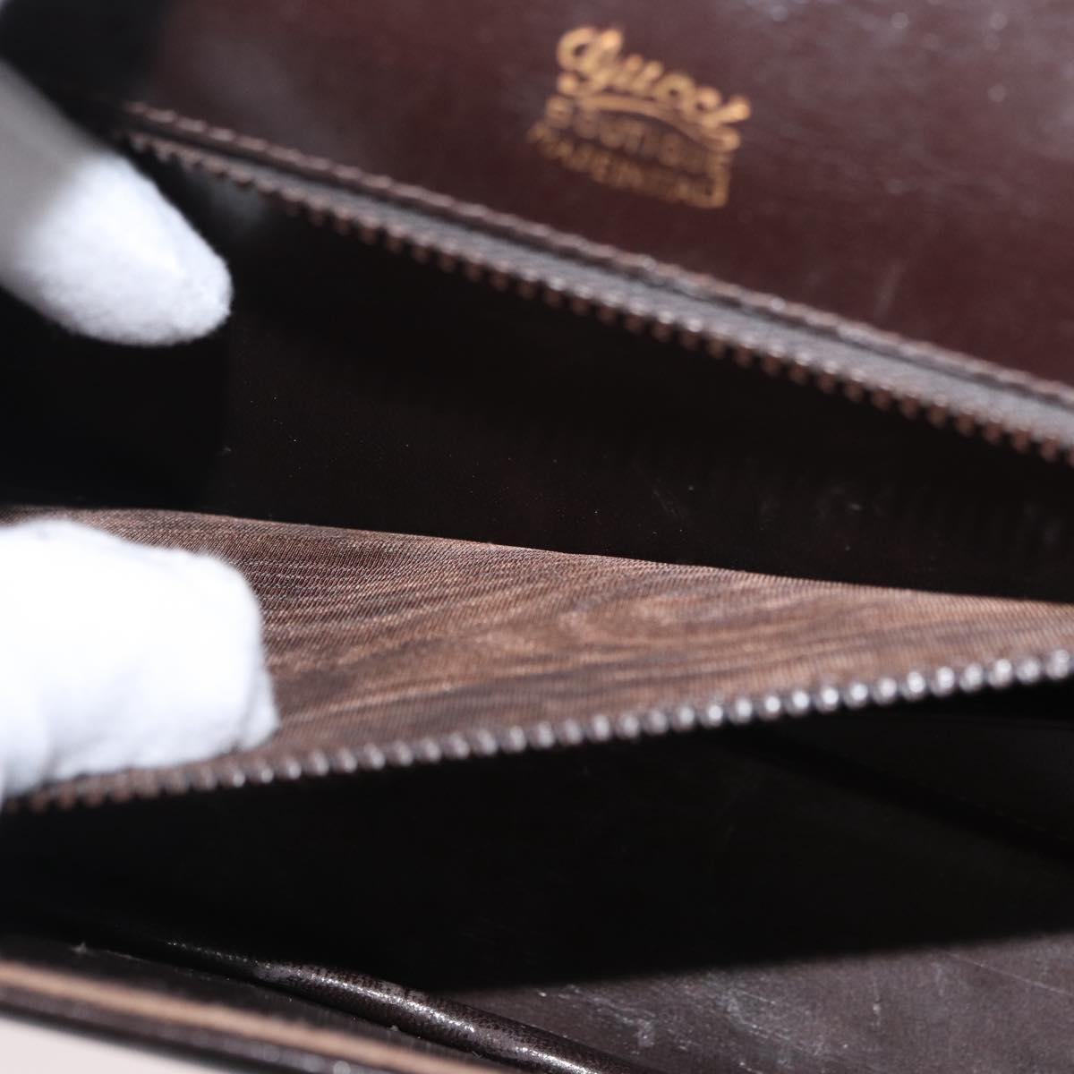 GUCCI Shoulder Bag Leather Brown Gold Auth ep13909