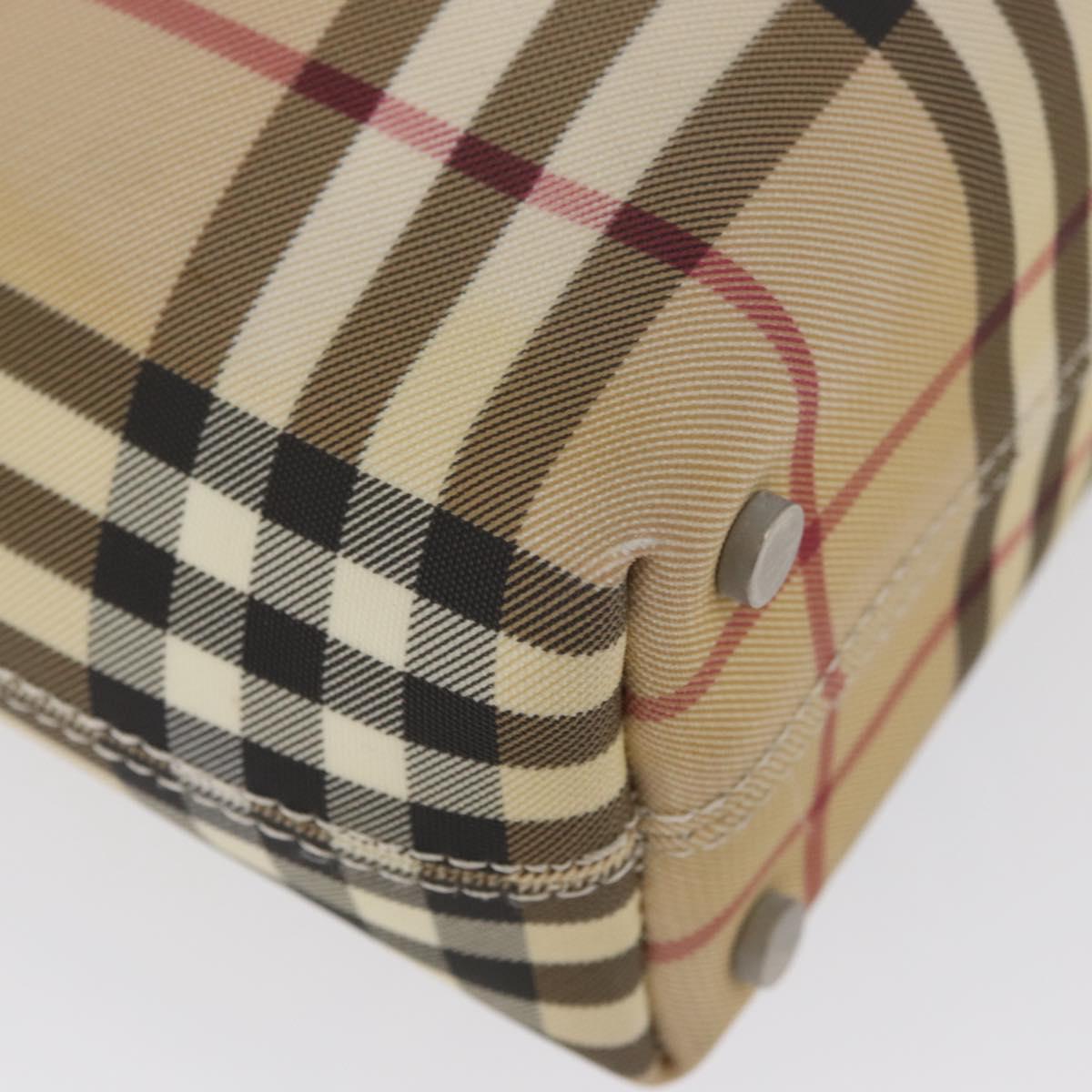 BURBERRY Nova Check Hand Bag PVC Beige Silver Auth ep13911
