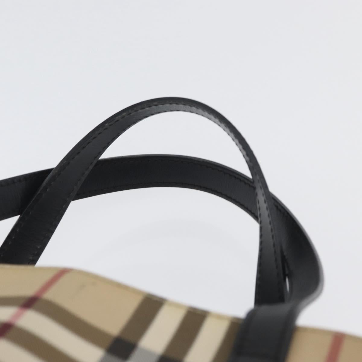 BURBERRY Nova Check Hand Bag PVC Beige Silver Auth ep13911