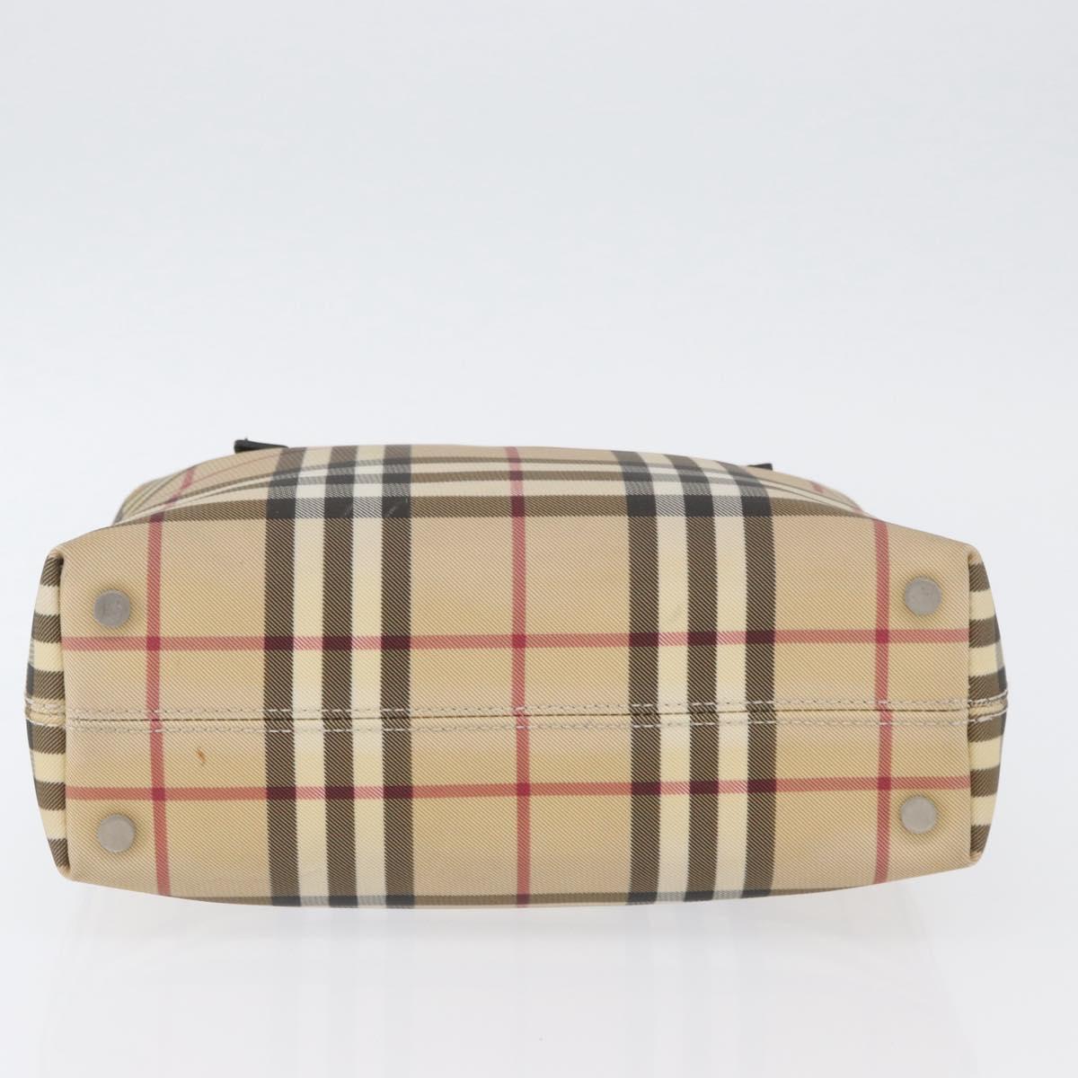 BURBERRY Nova Check Hand Bag PVC Beige Silver Auth ep13911