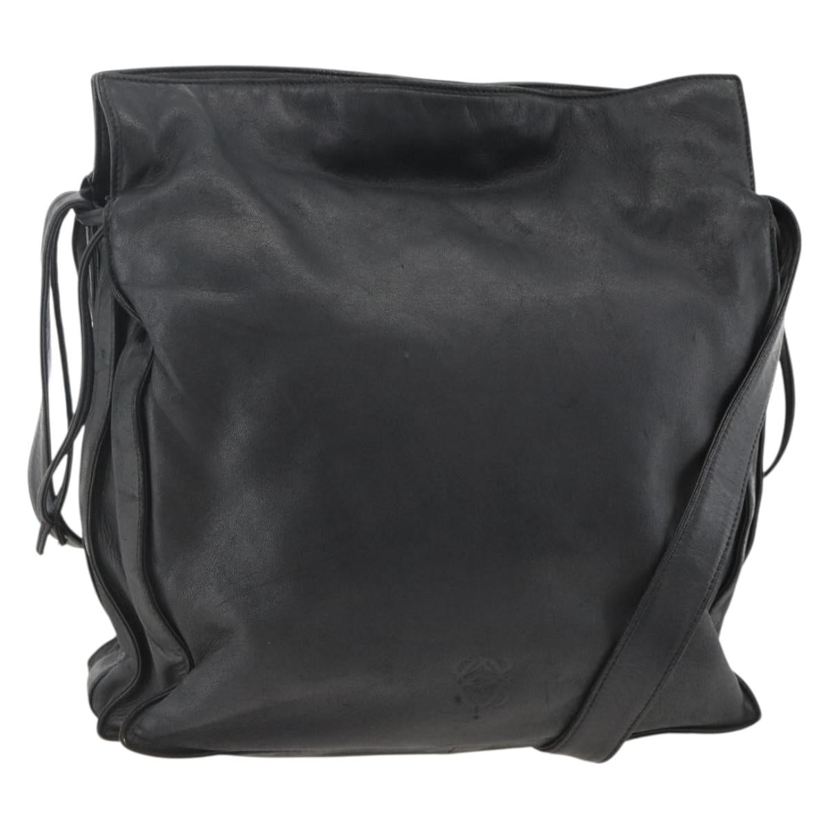 LOEWE Shoulder Bag Leather Black Auth ep13912