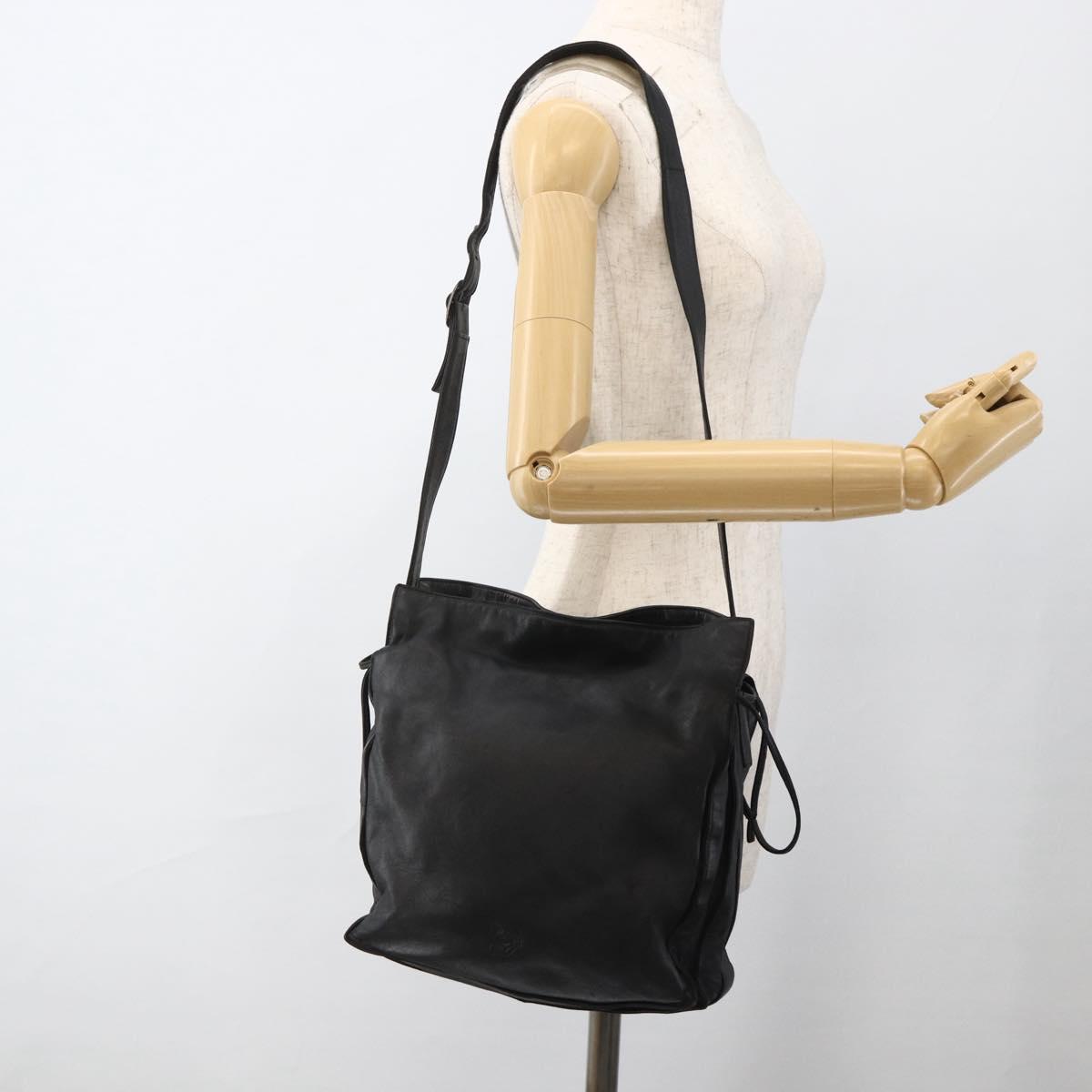 LOEWE Shoulder Bag Leather Black Auth ep13912