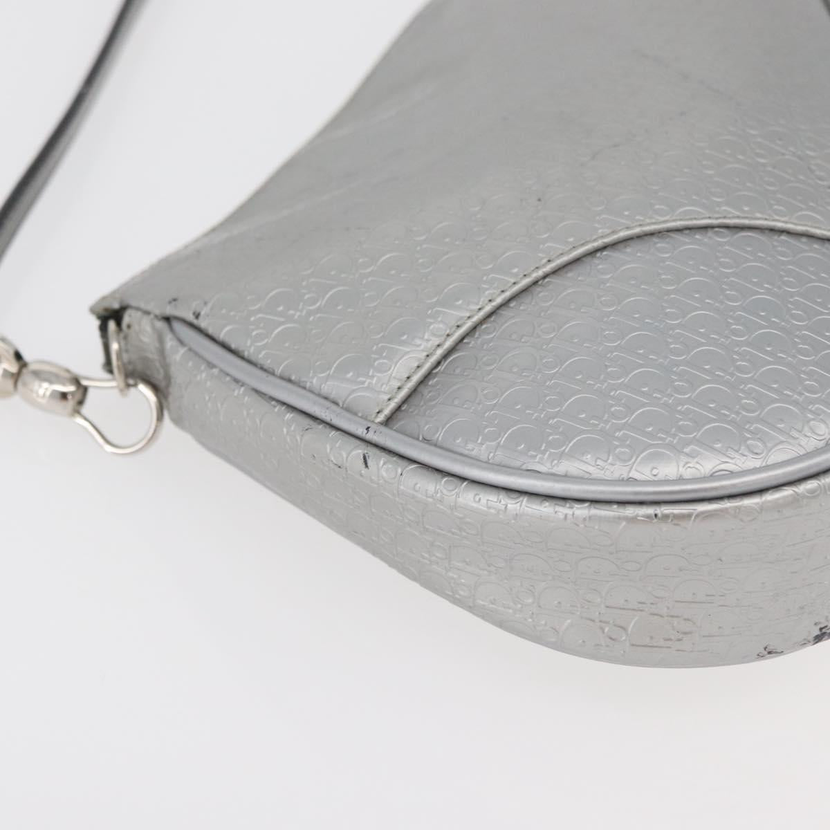 Christian Dior Trotter Canvas Saddle Accessory Pouch PVC Silver Auth ep13915A