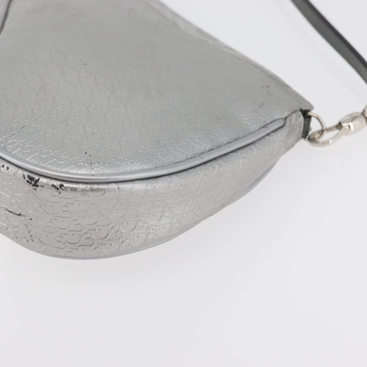 Christian Dior Trotter Canvas Saddle Accessory Pouch PVC Silver Auth ep13915A