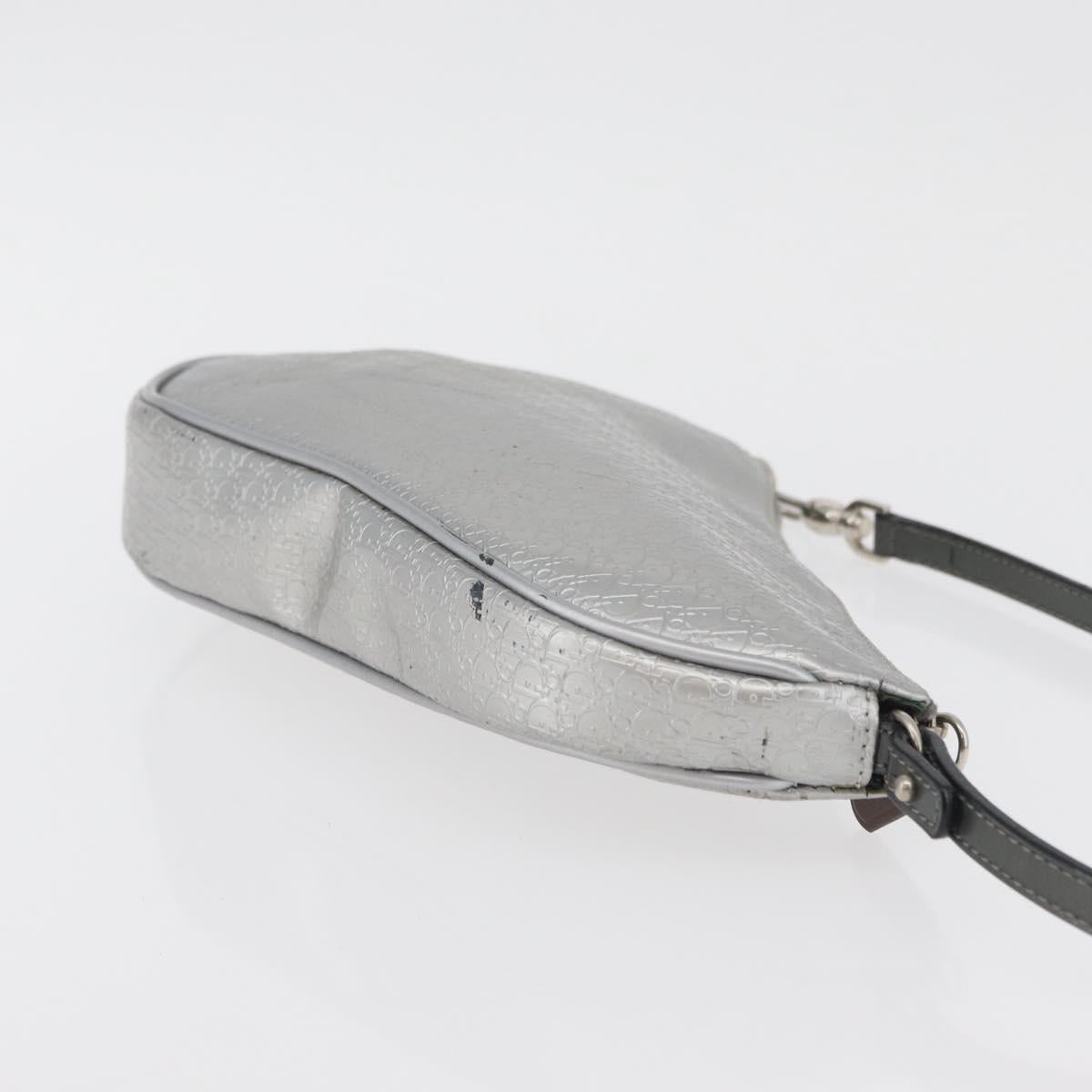 Christian Dior Trotter Canvas Saddle Accessory Pouch PVC Silver Auth ep13915A