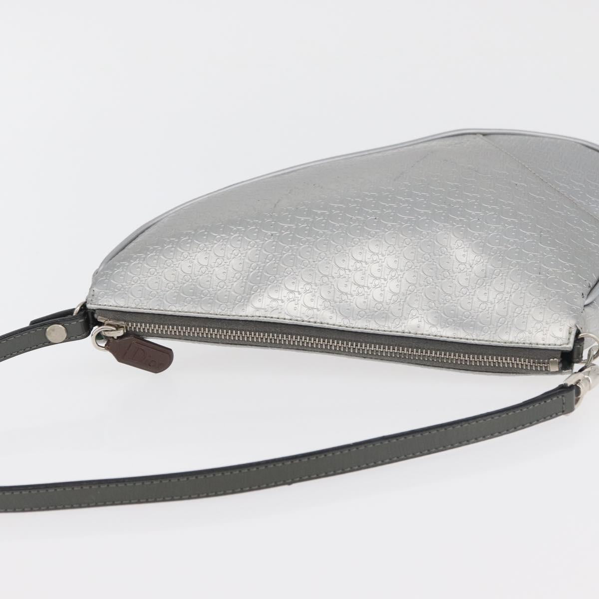 Christian Dior Trotter Canvas Saddle Accessory Pouch PVC Silver Auth ep13915A