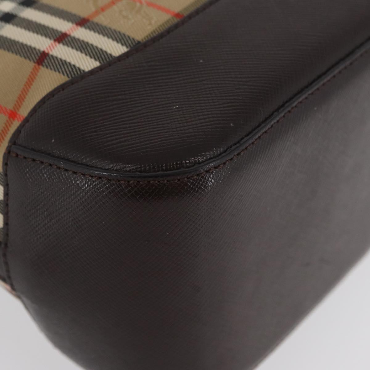 BURBERRY Nova Check Hand Bag Canvas Beige Gold Auth ep13921