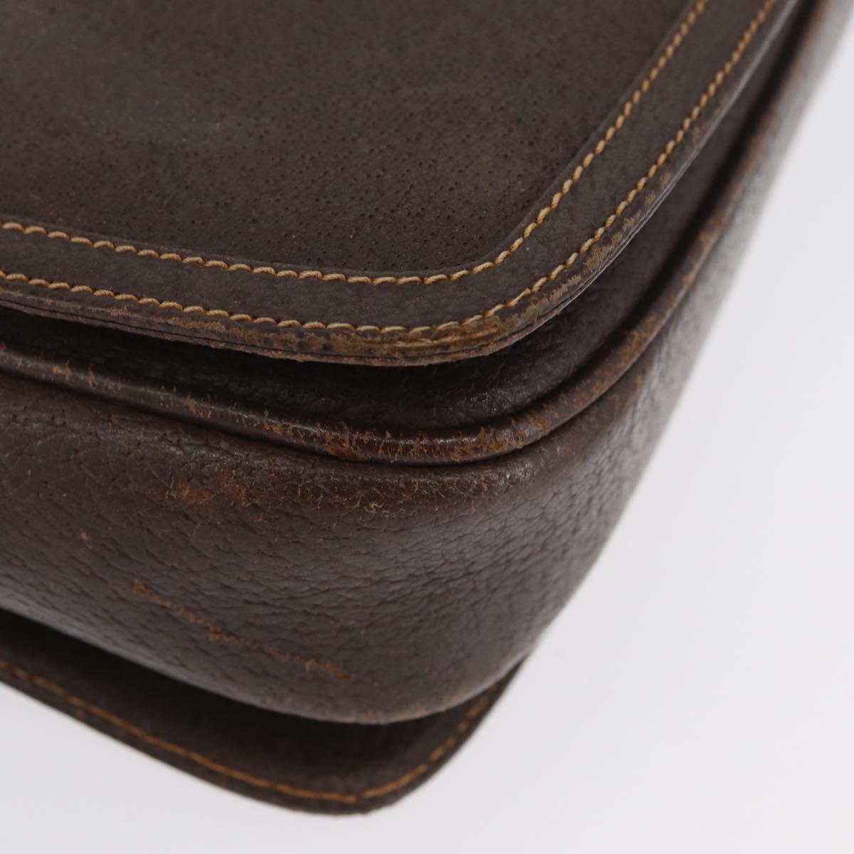 GUCCI Web Sherry Line Shoulder Bag Leather Brown Gold Auth ep13922