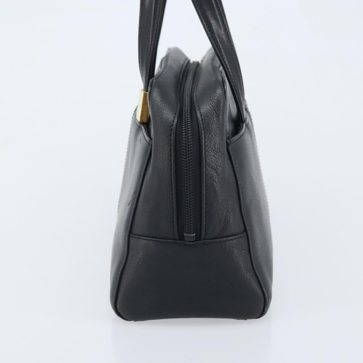 BURBERRY Hand Bag Leather Black Gold Auth ep13929