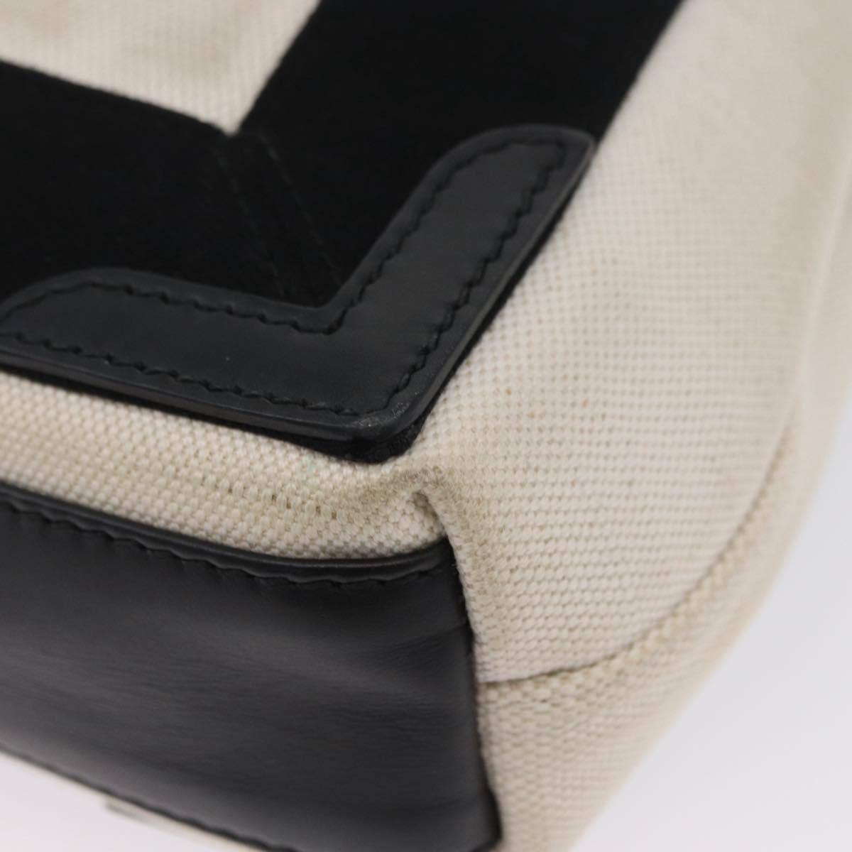 BALENCIAGA Navy Cabas XS Bag Canvas Leather White Navy 390346 Auth ep13935