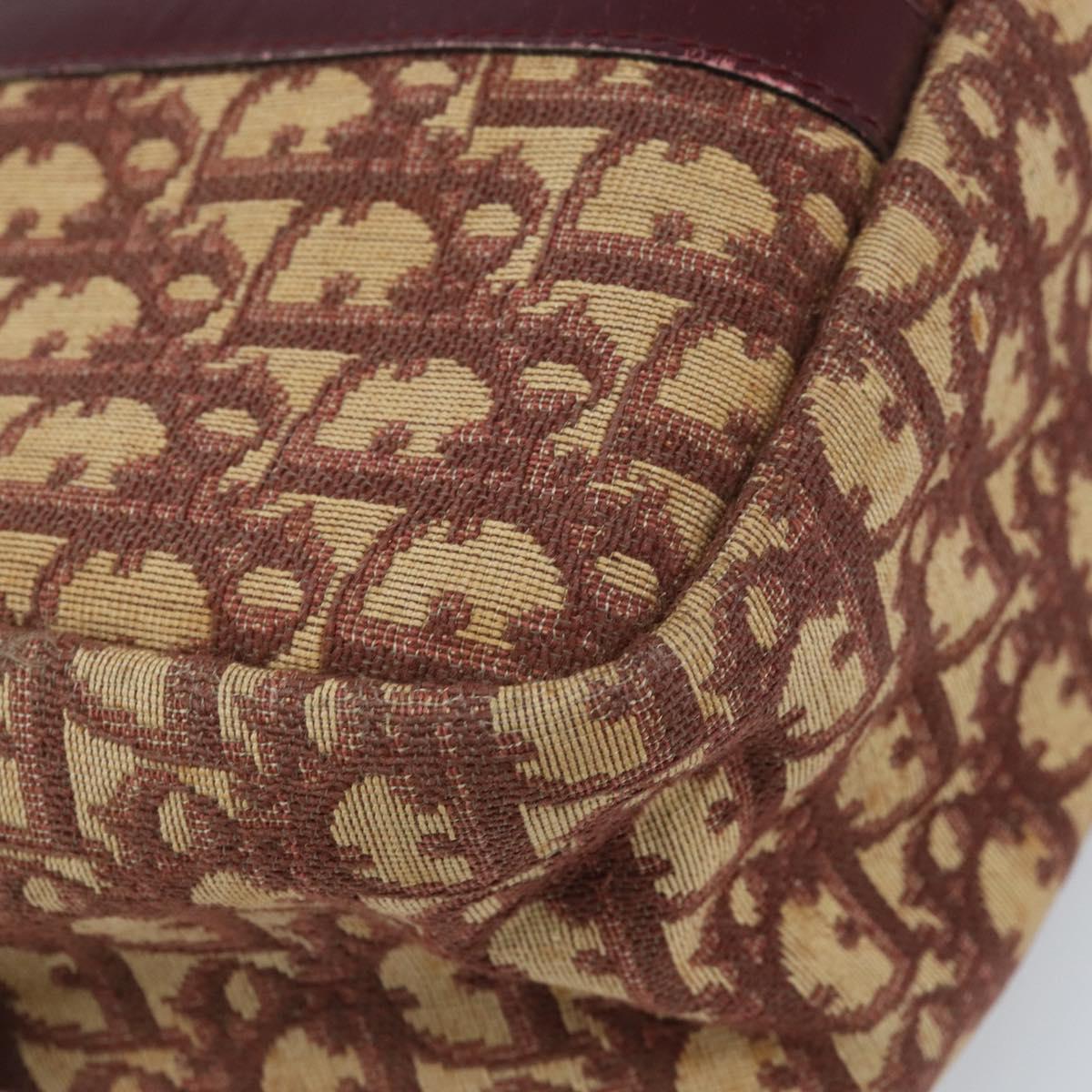 Christian Dior Trotter Canvas Hand Bag Red Gold Auth ep13938