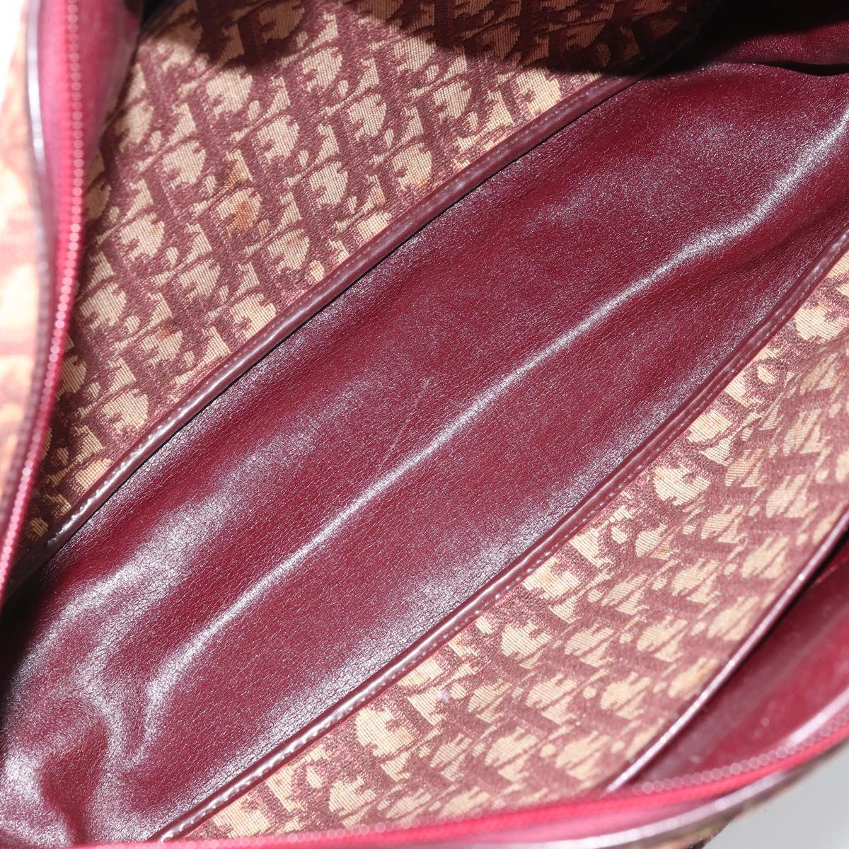 Christian Dior Trotter Canvas Hand Bag Red Gold Auth ep13938
