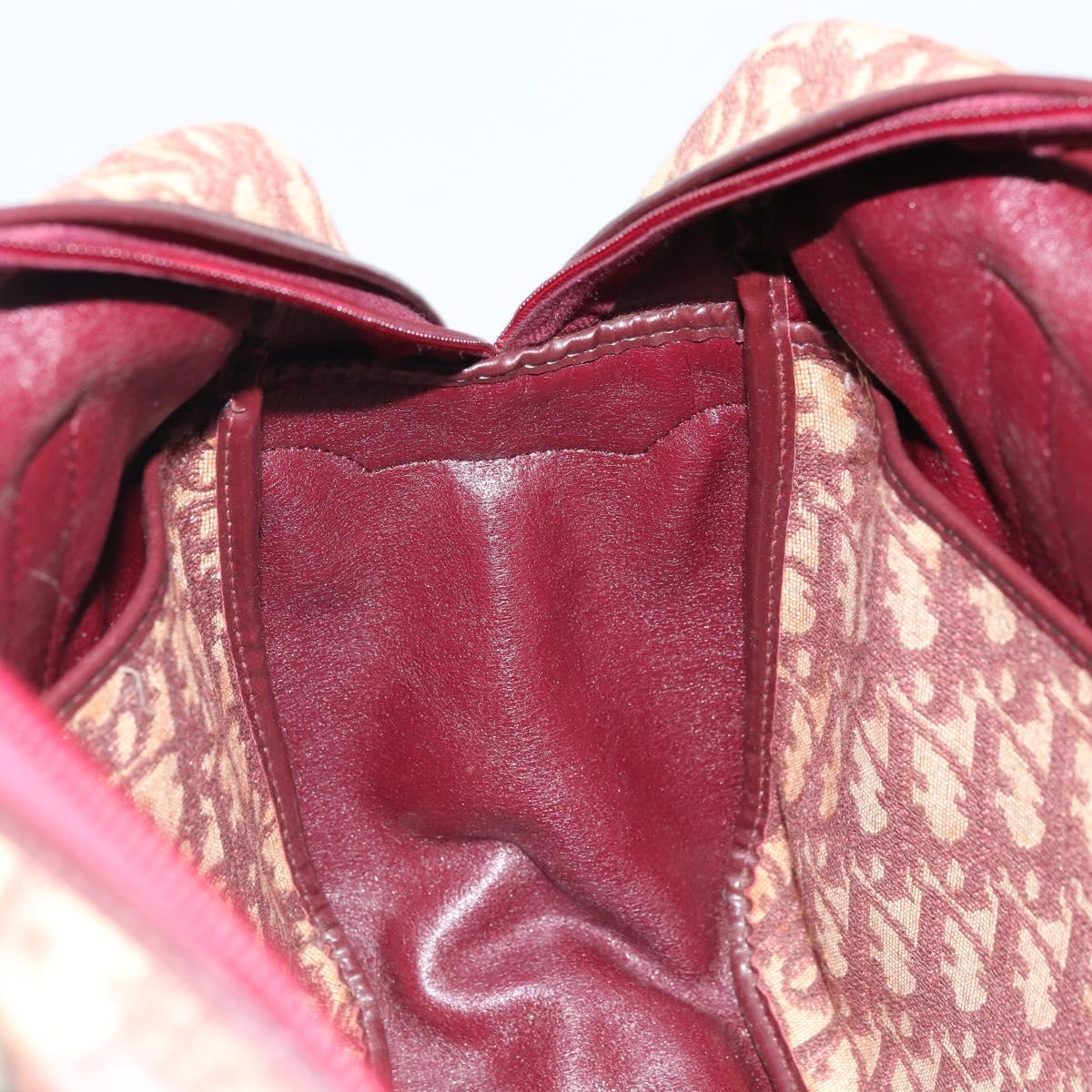 Christian Dior Trotter Canvas Hand Bag Red Gold Auth ep13938