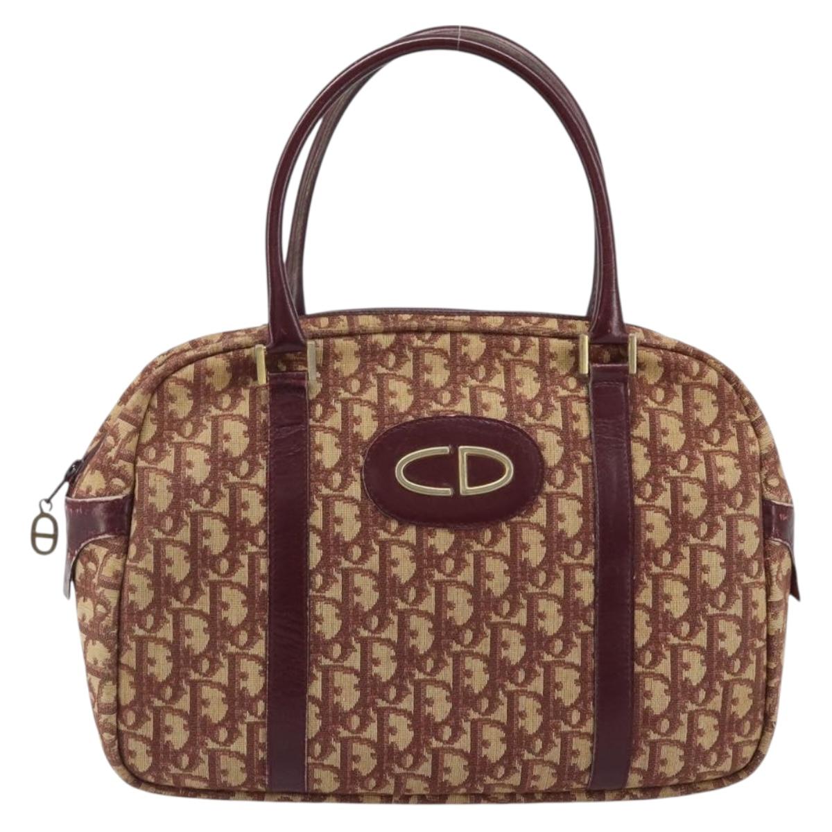 Christian Dior Trotter Canvas Hand Bag Red Gold Auth ep13938