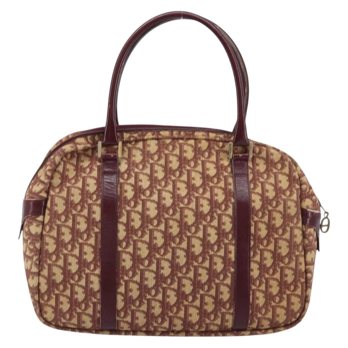 Christian Dior Trotter Canvas Hand Bag Red Gold Auth ep13938