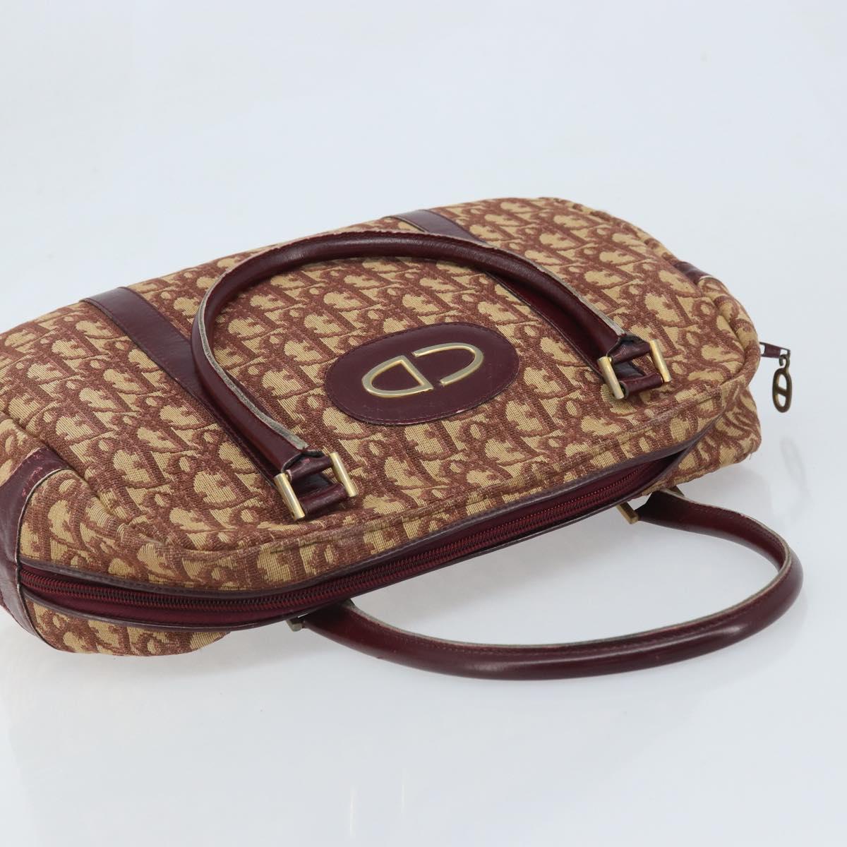 Christian Dior Trotter Canvas Hand Bag Red Gold Auth ep13938