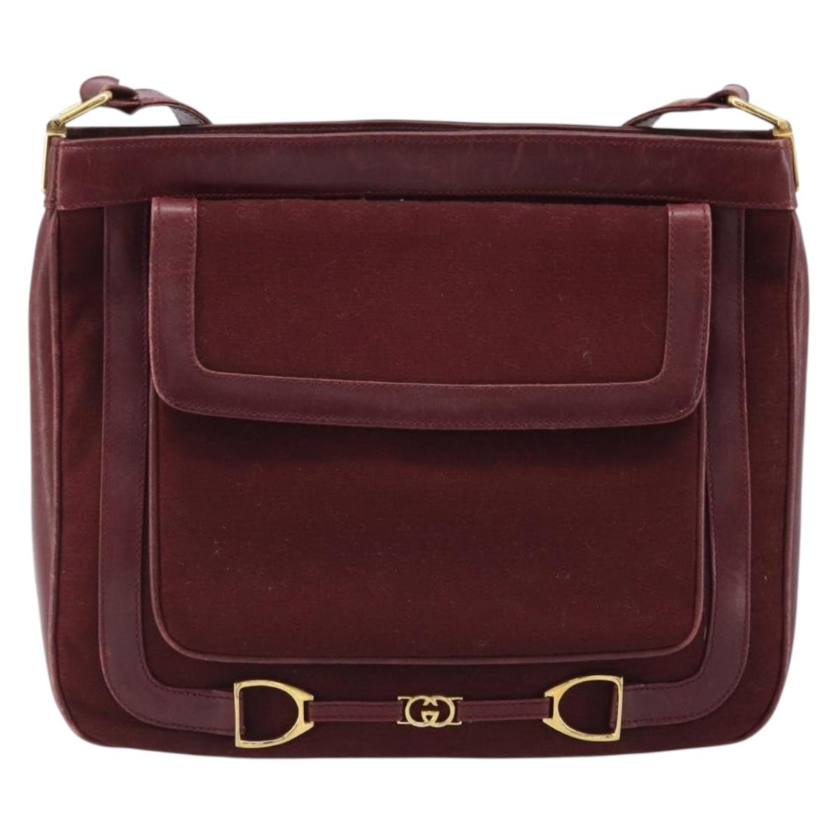 GUCCI Micro GG Supreme Shoulder Bag Bordeaux Gold Auth ep13943
