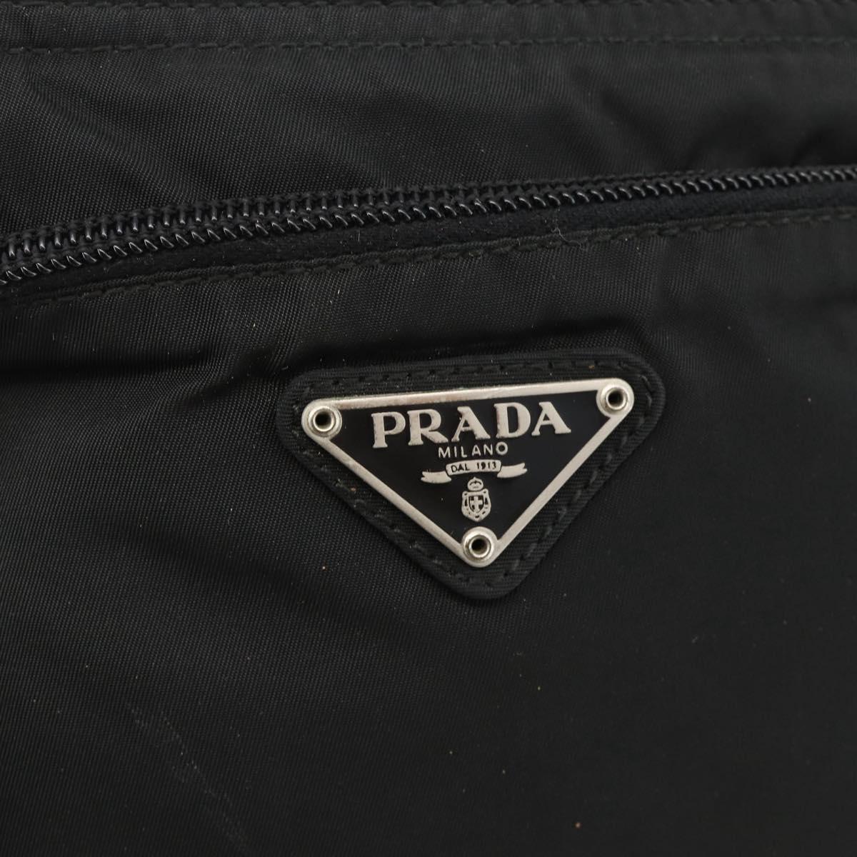 PRADA Shoulder Bag Nylon Black Silver Auth ep13949