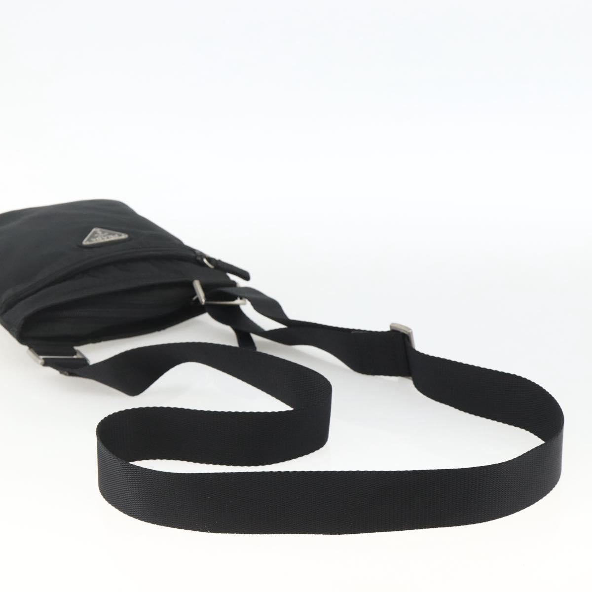 PRADA Shoulder Bag Nylon Black Silver Auth ep13949