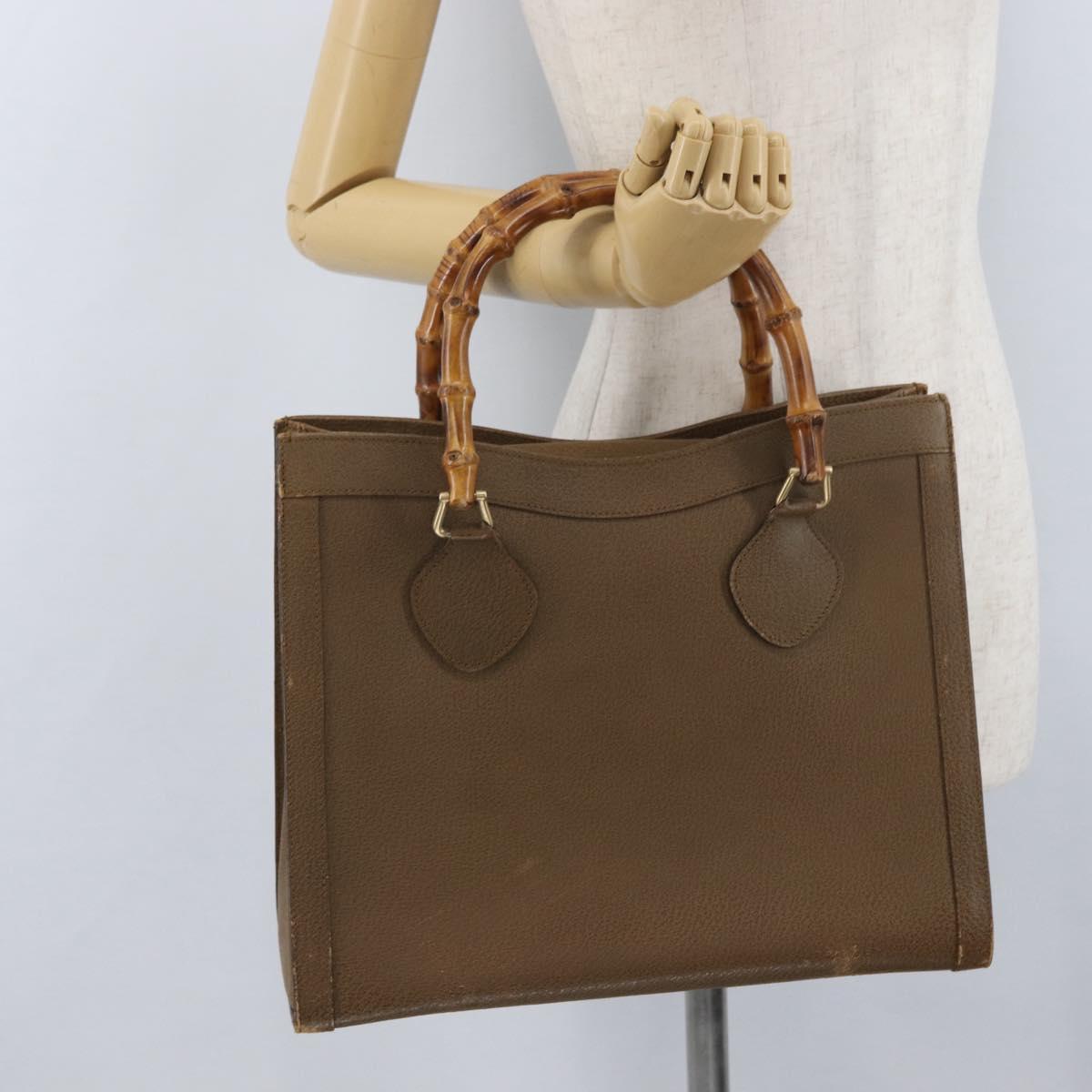 GUCCI Bamboo Hand Bag Leather Brown Gold 002 8260 Auth ep13953