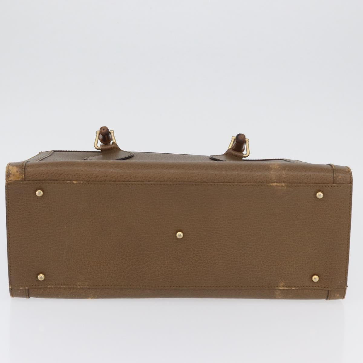 GUCCI Bamboo Hand Bag Leather Brown Gold 002 8260 Auth ep13953