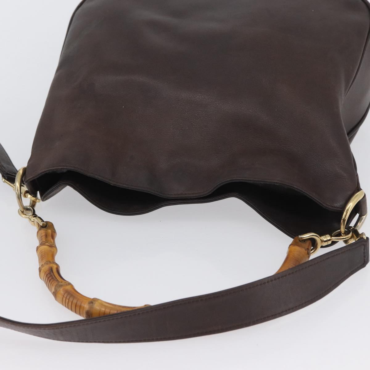 GUCCI Bamboo Hand Bag Leather 2way Brown Gold 001 1638 Auth ep13961