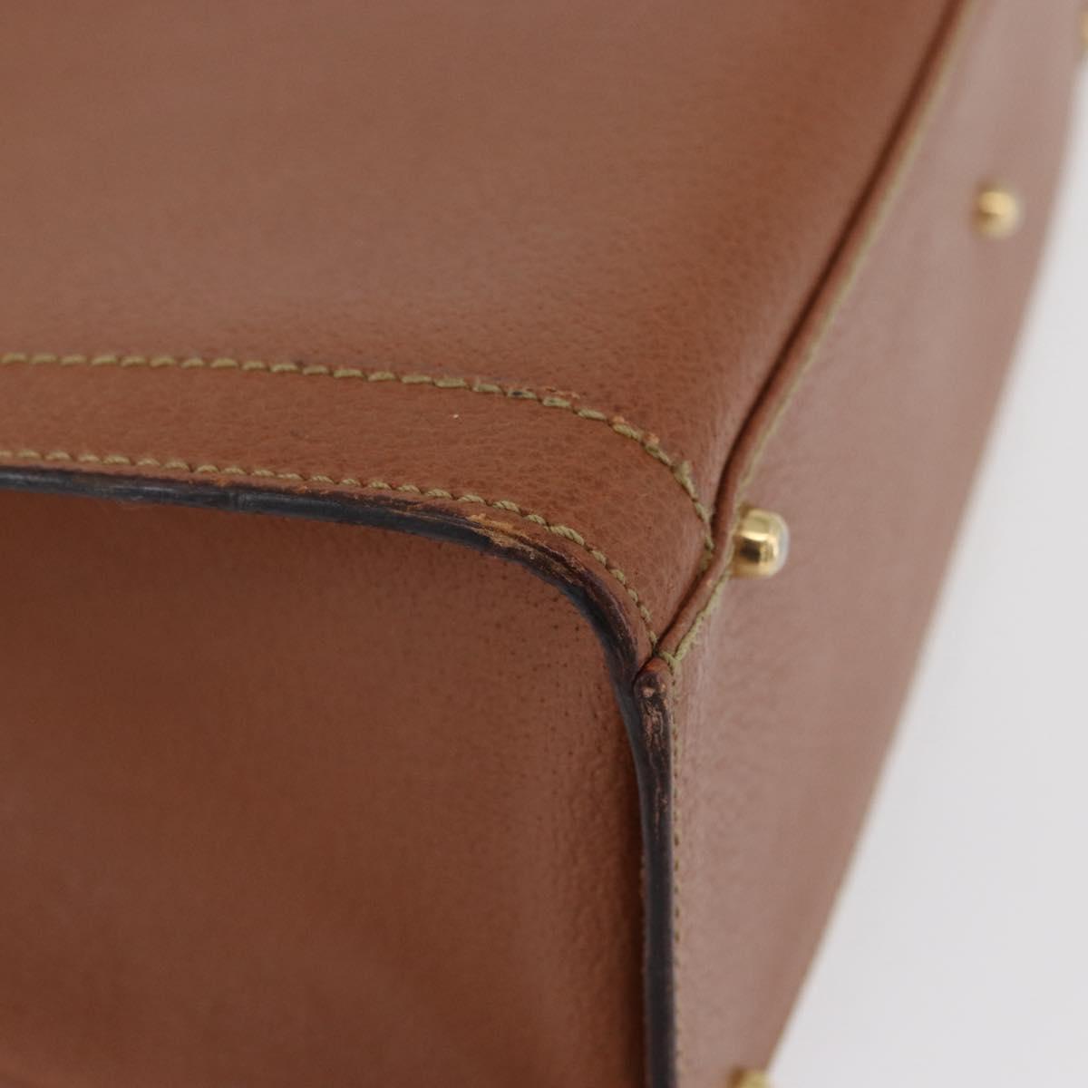 GUCCI Bamboo Hand Bag Leather Brown Gold 002 1095 Auth ep13963