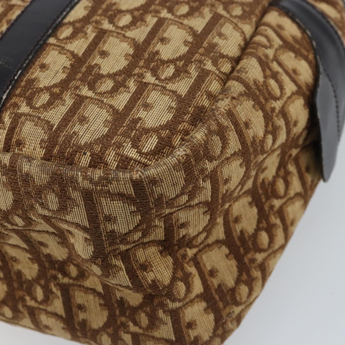 Christian Dior Trotter Canvas Hand Bag Brown Silver Auth ep13969