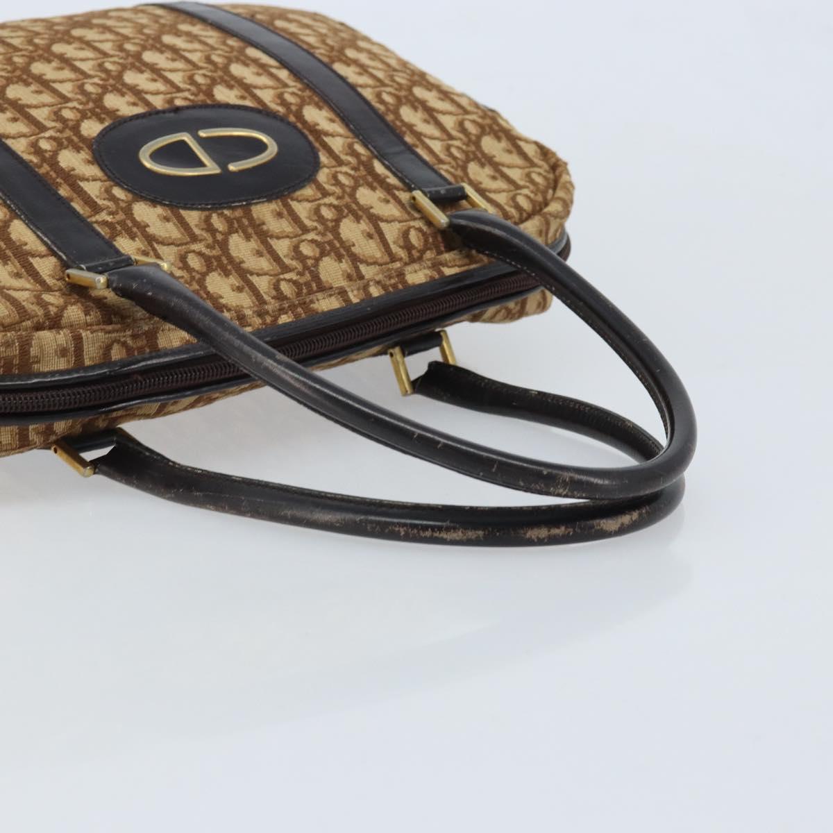 Christian Dior Trotter Canvas Hand Bag Brown Silver Auth ep13969