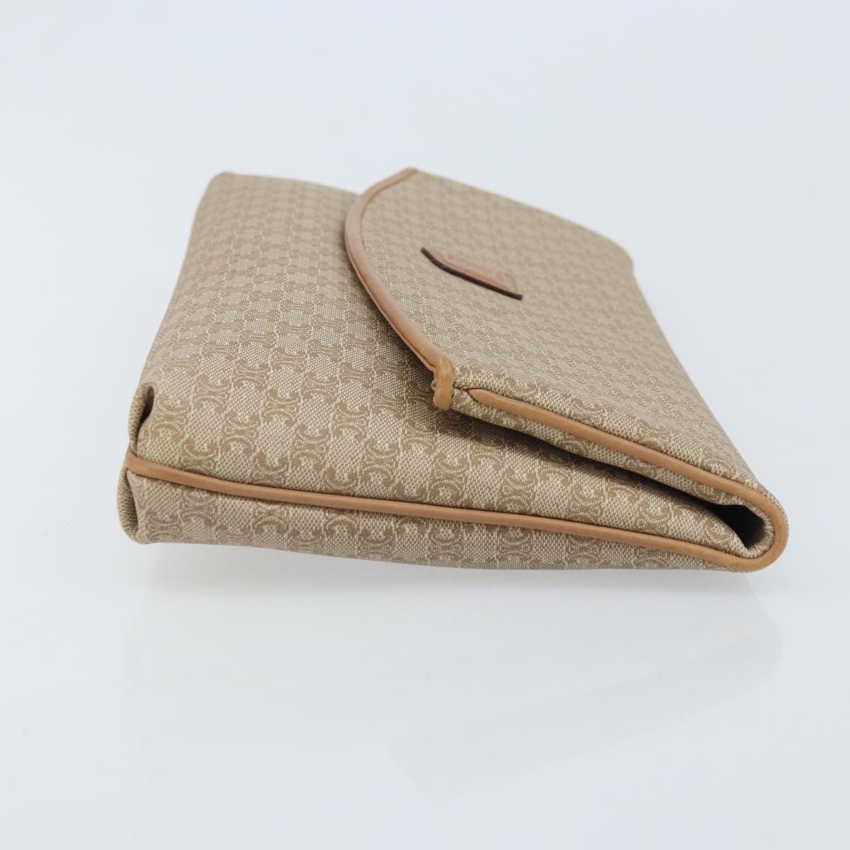 CELINE Macadam Canvas Clutch Bag PVC Beige Gold Auth ep13970