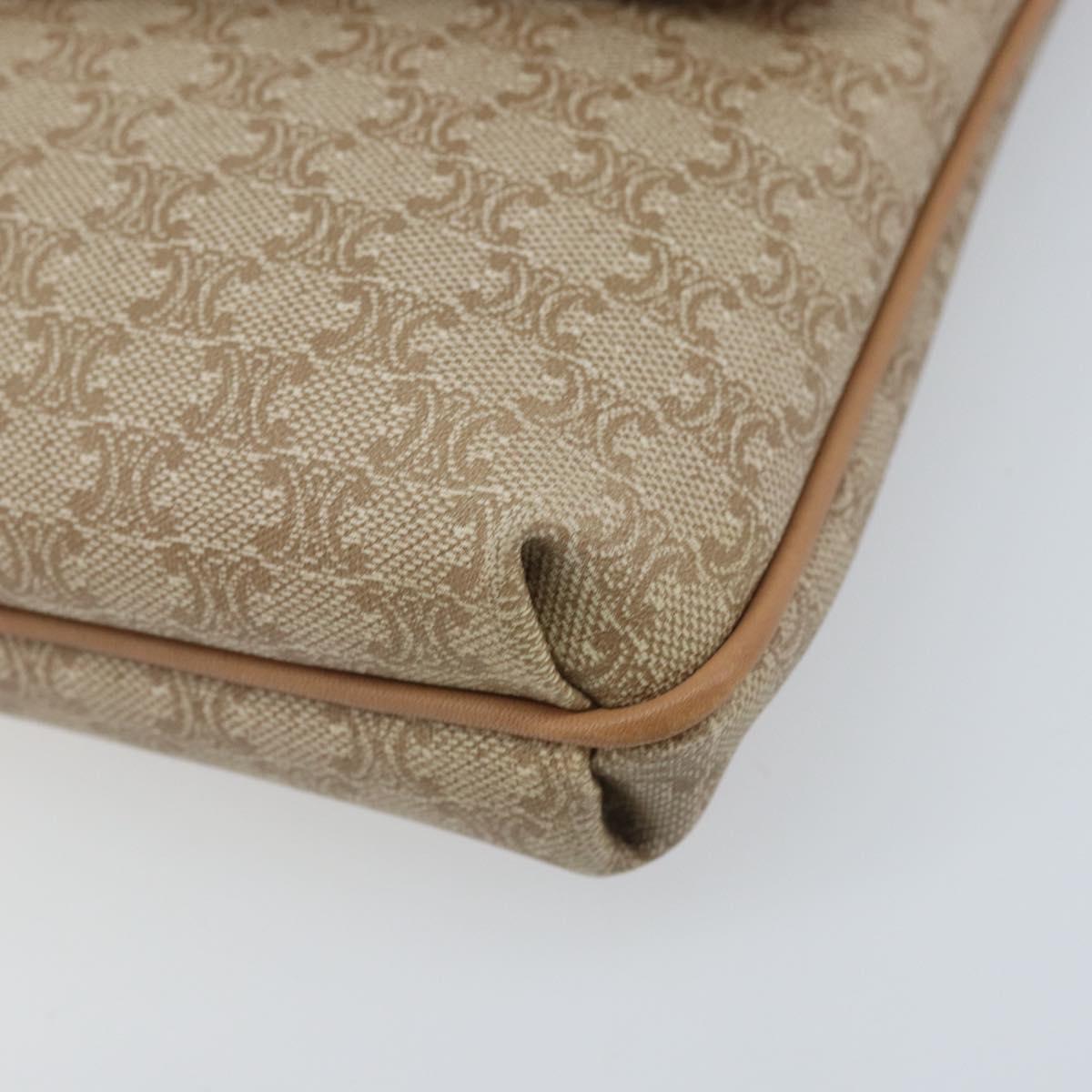 CELINE Macadam Canvas Clutch Bag PVC Beige Gold Auth ep13970
